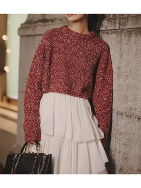 【アニュアンス/anuans】のミックスヤーンニットトップス 人気、トレンドファッション・服の通販 founy(ファニー) ファッション Fashion レディースファッション Fashion for Women トップス・カットソー Cut & Sew Tops ニット Knit Tops & Sweaters |ID:prp329100004793010