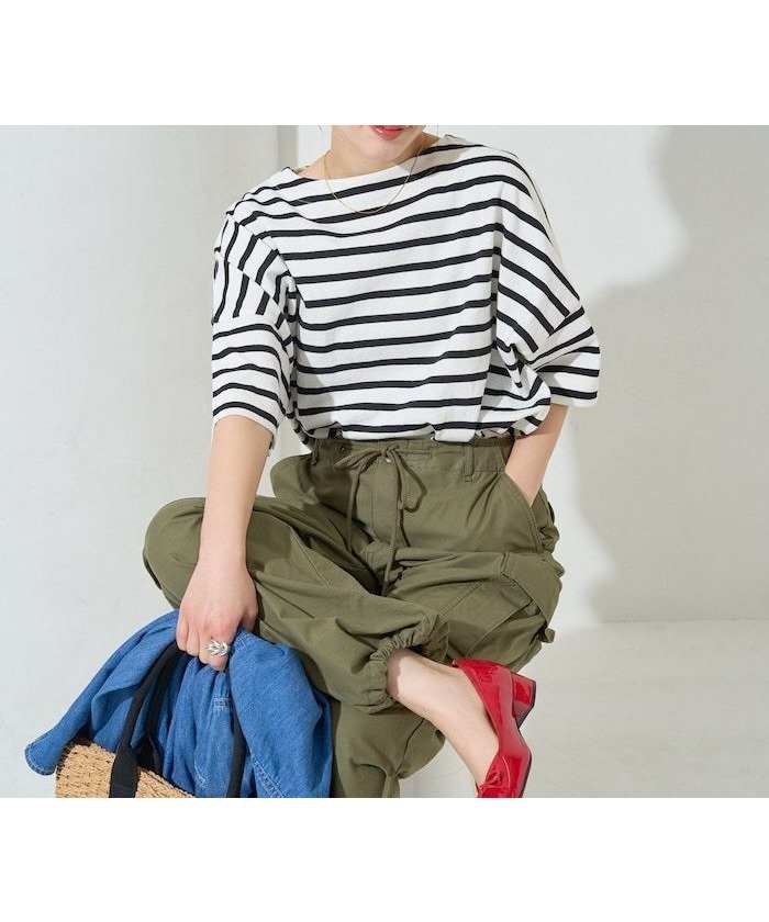 【フリークスストア/FREAK'S STORE】のボートネックバスクボーダー半袖Tシャツ【限定展開】 25SS インテリア・キッズ・メンズ・レディースファッション・服の通販 founy(ファニー) 　ファッション　Fashion　レディースファッション　Fashion for Women　トップス・カットソー　Cut & Sew Tops　シャツ・ブラウス・オフィスカジュアル　Elegant Blouses & Button-Ups　ロングTシャツ・Tシャツ　Longline T-Shirts & Tees　カットソー　Cut and Sewn Top　ショルダー　Shoulder, Shoulder Strap　シンプル　Simple, Minimal　ドロップ　Drop Shoulder, Dropped Style　定番　Standard, Basic Item　人気　Popular, Best Seller　バスク　Basque, Basque Style　ボトム　Bottoms, Lower Wear　半袖　Short Sleeve, Half Sleeve　S/S・春夏　SS, Spring/Summer, Warm Season　プチプライス・低価格　Affordable / Budget Price　夏　Summer　2025年　2025　2025春夏・S/S　Spring/Summer 2025 SS25　オフホワイト×ブラック|ID: prp329100004793322 ipo3291000000034779523