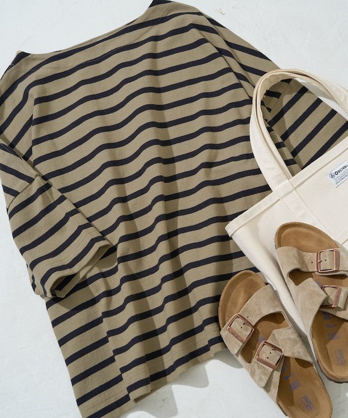 【フリークスストア/FREAK'S STORE】のボートネックバスクボーダー半袖Tシャツ【限定展開】 25SS インテリア・キッズ・メンズ・レディースファッション・服の通販 founy(ファニー) 　ファッション　Fashion　レディースファッション　Fashion for Women　トップス・カットソー　Cut & Sew Tops　シャツ・ブラウス・オフィスカジュアル　Elegant Blouses & Button-Ups　ロングTシャツ・Tシャツ　Longline T-Shirts & Tees　カットソー　Cut and Sewn Top　ショルダー　Shoulder, Shoulder Strap　シンプル　Simple, Minimal　ドロップ　Drop Shoulder, Dropped Style　定番　Standard, Basic Item　人気　Popular, Best Seller　バスク　Basque, Basque Style　ボトム　Bottoms, Lower Wear　半袖　Short Sleeve, Half Sleeve　S/S・春夏　SS, Spring/Summer, Warm Season　プチプライス・低価格　Affordable / Budget Price　夏　Summer　2025年　2025　2025春夏・S/S　Spring/Summer 2025 SS25　ベージュ×ブラック|ID: prp329100004793322 ipo3291000000034779524