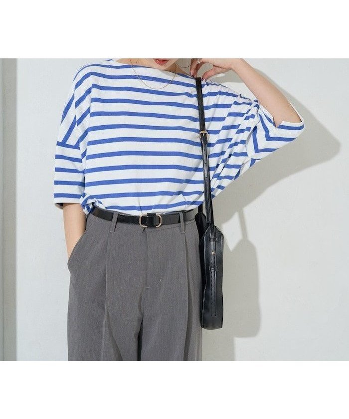 【フリークスストア/FREAK'S STORE】のボートネックバスクボーダー半袖Tシャツ【限定展開】 25SS インテリア・キッズ・メンズ・レディースファッション・服の通販 founy(ファニー) 　ファッション　Fashion　レディースファッション　Fashion for Women　トップス・カットソー　Cut & Sew Tops　シャツ・ブラウス・オフィスカジュアル　Elegant Blouses & Button-Ups　ロングTシャツ・Tシャツ　Longline T-Shirts & Tees　カットソー　Cut and Sewn Top　ショルダー　Shoulder, Shoulder Strap　シンプル　Simple, Minimal　ドロップ　Drop Shoulder, Dropped Style　定番　Standard, Basic Item　人気　Popular, Best Seller　バスク　Basque, Basque Style　ボトム　Bottoms, Lower Wear　半袖　Short Sleeve, Half Sleeve　S/S・春夏　SS, Spring/Summer, Warm Season　プチプライス・低価格　Affordable / Budget Price　夏　Summer　2025年　2025　2025春夏・S/S　Spring/Summer 2025 SS25　オフホワイト×ブルー|ID: prp329100004793322 ipo3291000000034779529