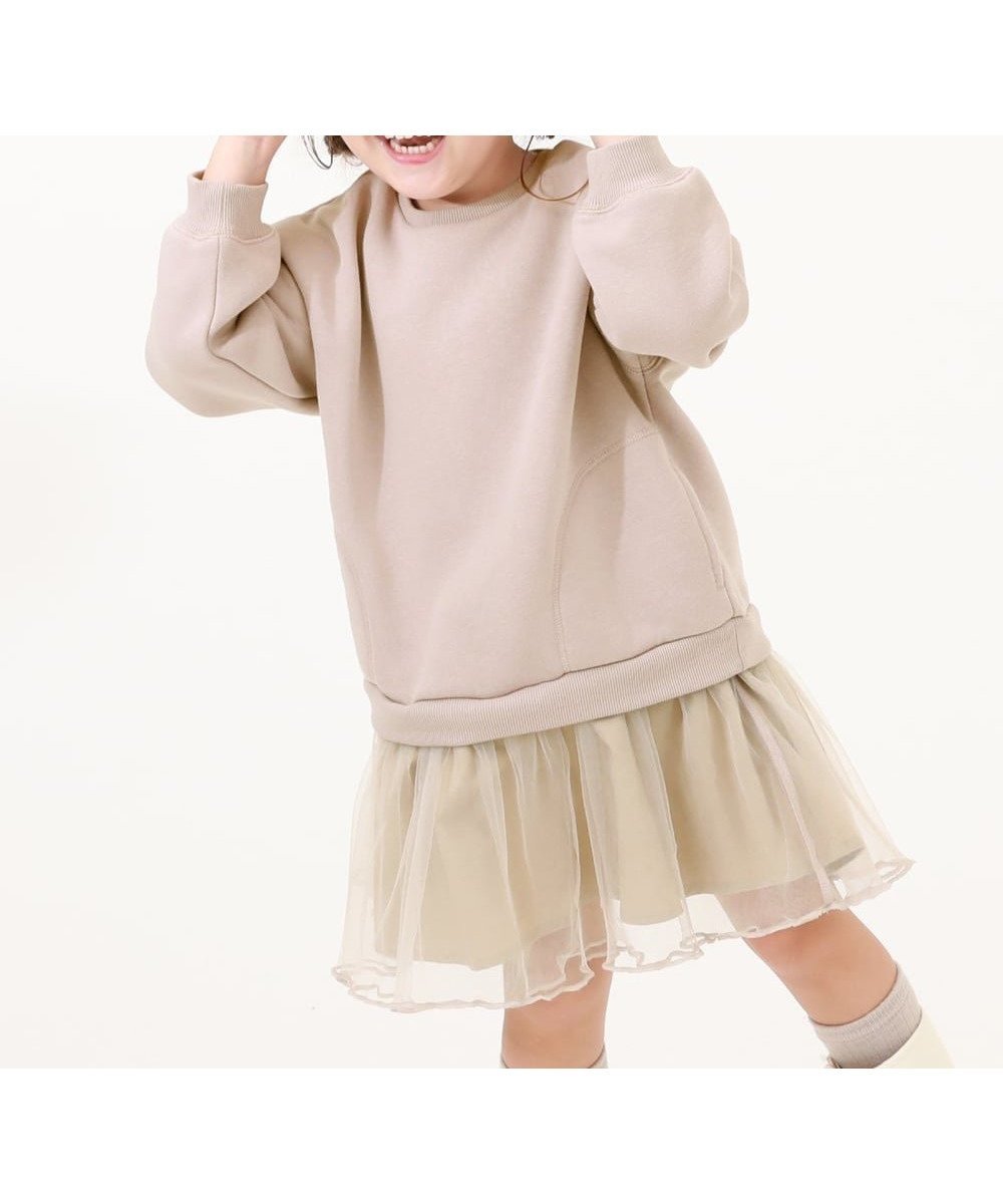 【デビロック/devirock / KIDS】のふんわり裾チュール 裏起毛 ワンピース 長袖ワンピース ワンピース 25AW インテリア・キッズ・メンズ・レディースファッション・服の通販 founy(ファニー) ファッション Fashion キッズファッション Fashion for Kids ワンピース Dresses チュール Tulip, Tulip Motif 長袖 Long Sleeve, Full Sleeve 帽子 Hat, Headwear 冬 Winter / This Winter おすすめ Recommended / Our Picks 2025年 2025 2025-2026秋冬・A/W Autumn/Winter 2025–26 AW25–26 003-ピンクベージュ|ID: prp329100004793336 ipo3291000000034779661