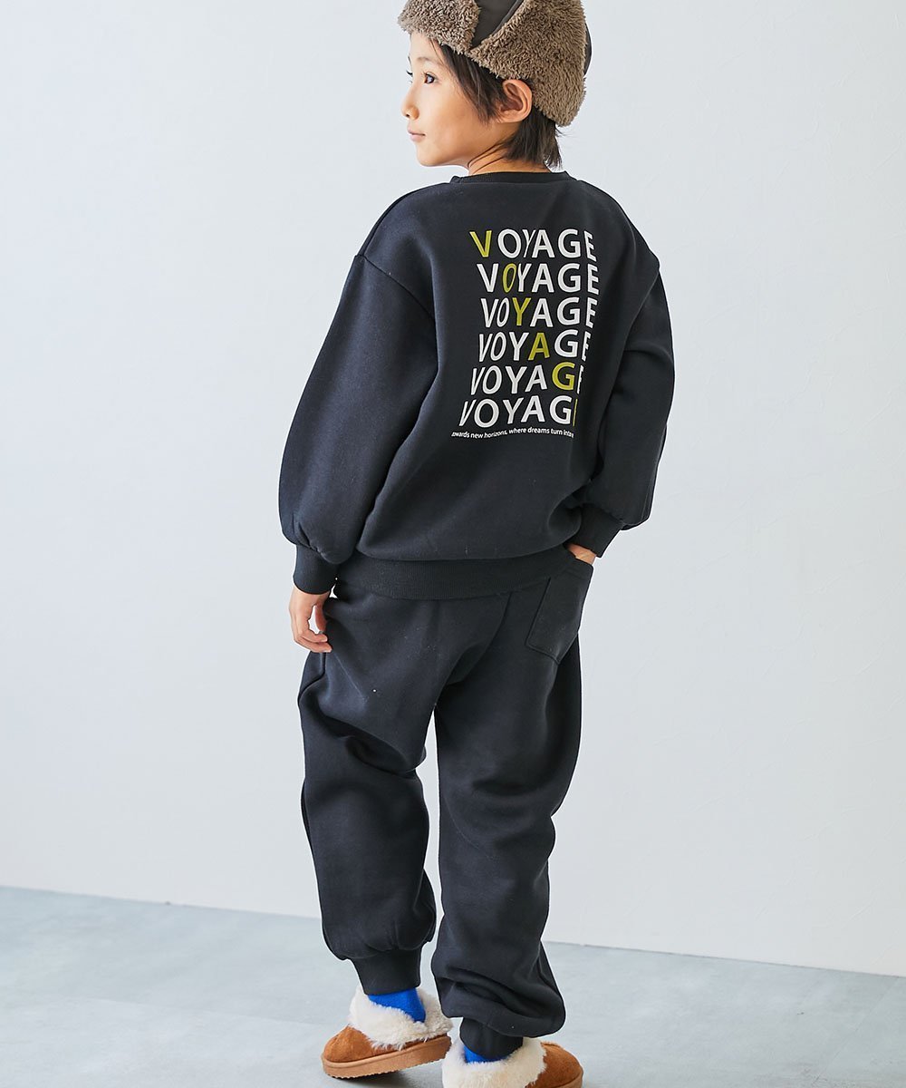 【デビロック/devirock / KIDS】の【普段着でもルームウェアでも】ぽかぽか裏起毛 カレッジロゴ セットアップ 25AW インテリア・キッズ・メンズ・レディースファッション・服の通販 founy(ファニー) 　ファッション　Fashion　キッズファッション　Fashion for Kids　スニーカー　Sneakers, Trainers　セットアップ　Set-Up, Coordinated Outfit　デニム　Denim, Jeans Material　トレーナー　Sweatshirt, Trainer　プリント　Print, Printed Pattern　おすすめ　Recommended / Our Picks　2025年　2025　2025-2026秋冬・A/W　Autumn/Winter 2025–26 AW25–26　009-バックロゴ-ブラック|ID: prp329100004793337 ipo3291000000034779694