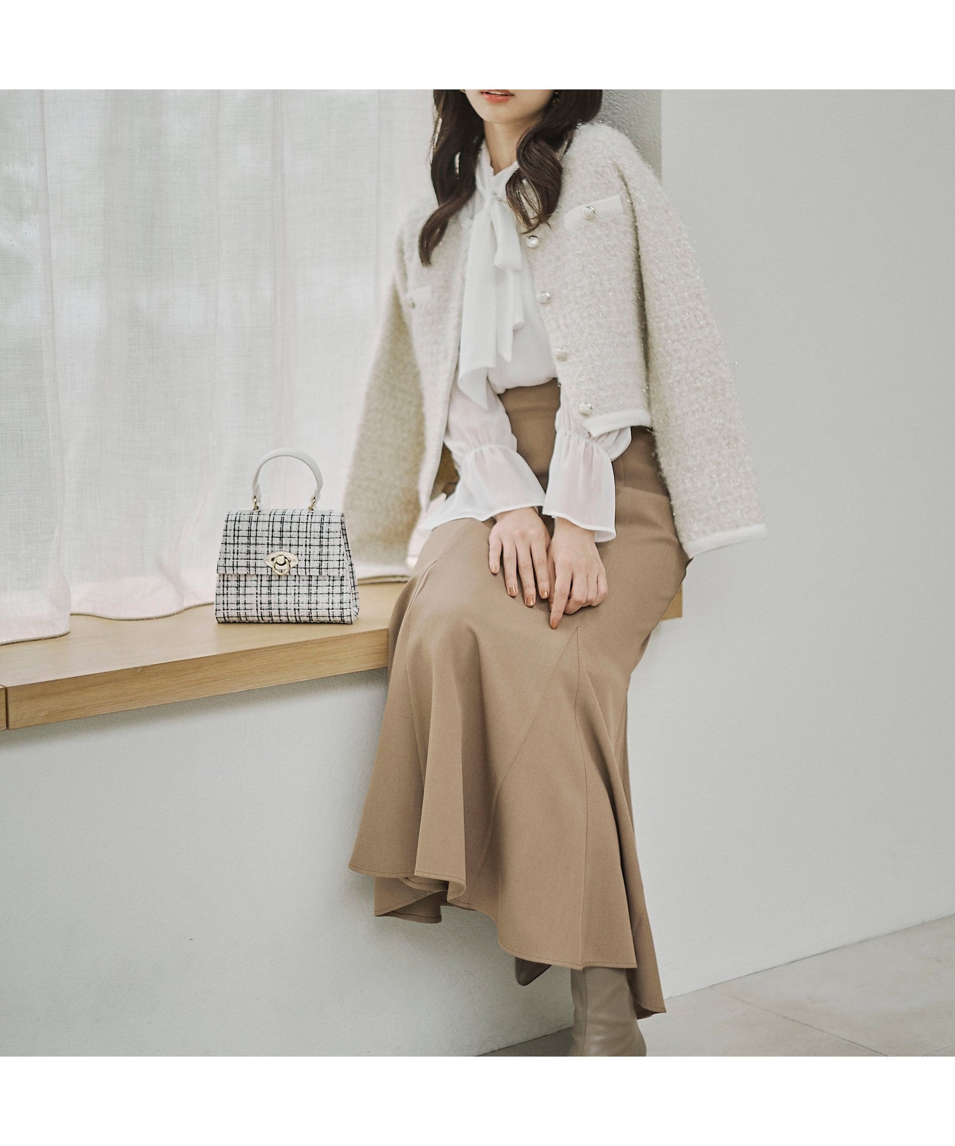 【プロポーション ボディドレッシング/PROPORTION BODY DRESSING】のファンシーツイード風ニットカーディガン 25AW インテリア・キッズ・メンズ・レディースファッション・服の通販 founy(ファニー) 　ファッション　Fashion　レディースファッション　Fashion for Women　トップス・カットソー　Cut & Sew Tops　ニット　Knit Tops & Sweaters　カーディガン・羽織り　Layered Style Cardigans　2025年　2025　2025-2026秋冬・A/W　Autumn/Winter 2025–26 AW25–26　カーディガン　Cardigan, Knitwear　ツイード　Twill, Twill Weave　エレガント 上品　Elegant　アイボリー2|ID: prp329100004793358 ipo3291000000034823544