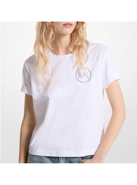 【マイケルコース/MICHAEL KORS】のラインストーン MK CHARM Tシャツ マイケルコース 人気、トレンドファッション・服の通販 founy(ファニー) ファッション Fashion レディースファッション Fashion for Women トップス・カットソー Cut & Sew Tops シャツ・ブラウス・オフィスカジュアル Elegant Blouses & Button-Ups ロングTシャツ・Tシャツ Longline T-Shirts & Tees コレクション Collection, Seasonal Line ストーン Stone, Gem-Like ラグジュアリー Luxury, Elegant |ID:prp329100004793409