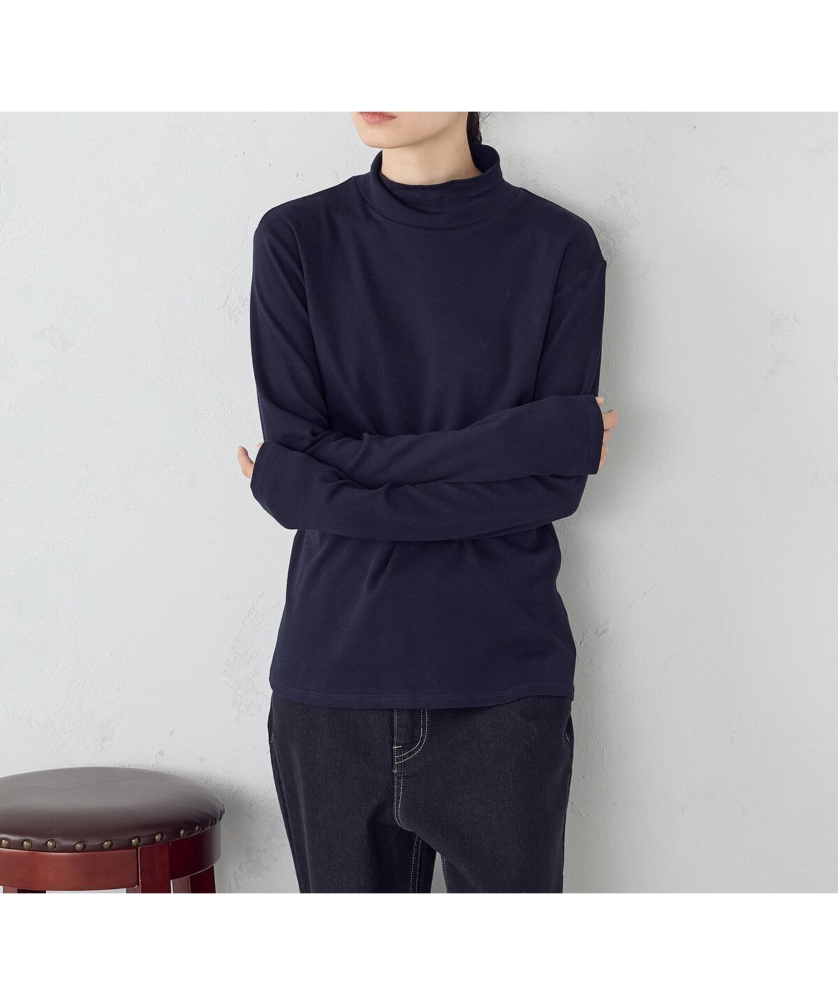 【コムサイズム/COMME CA ISM】の吸湿発熱 ハイネックTシャツ インテリア・キッズ・メンズ・レディースファッション・服の通販 founy(ファニー) 　ファッション　Fashion　レディースファッション　Fashion for Women　トップス・カットソー　Cut & Sew Tops　シャツ・ブラウス・オフィスカジュアル　Elegant Blouses & Button-Ups　ロングTシャツ・Tシャツ　Longline T-Shirts & Tees　インナー　Innerwear　コンパクト　Compact, Small Size　シンプル　Simple, Minimal　ハイネック　High Neck, Mock Neck　バランス　Balance, Style Balance　ヨーク　Yoke, Yoke Design　切替　Switching, Contrast Panel　ネイビー|ID: prp329100004793430 ipo3291000000034780445