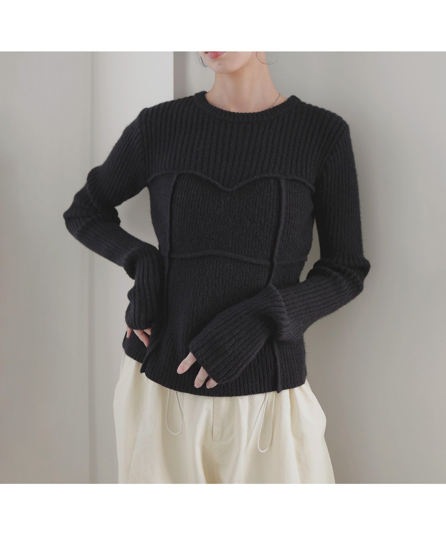 【リアン/Lian】のビスチェデザインリブニットトップス インテリア・キッズ・メンズ・レディースファッション・服の通販 founy(ファニー) 　ファッション　Fashion　レディースファッション　Fashion for Women　トップス・カットソー　Cut & Sew Tops　ニット　Knit Tops & Sweaters　ビスチェ　Bustiers & Corset Tops / Layered Bustier Style　コルセット　Corset, Bustier　ブラック|ID: prp329100004793437 ipo3291000000034780480