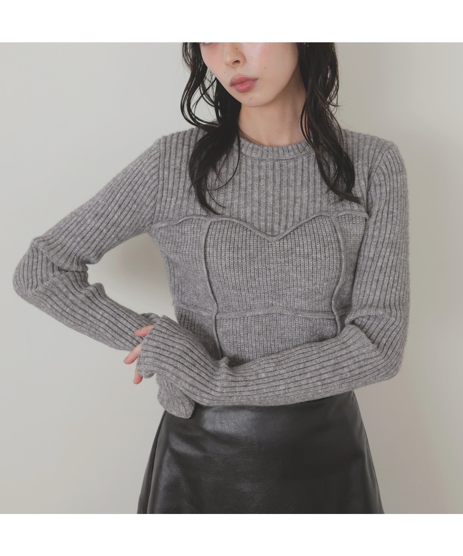 【リアン/Lian】のビスチェデザインリブニットトップス インテリア・キッズ・メンズ・レディースファッション・服の通販 founy(ファニー) 　ファッション　Fashion　レディースファッション　Fashion for Women　トップス・カットソー　Cut & Sew Tops　ニット　Knit Tops & Sweaters　ビスチェ　Bustiers & Corset Tops / Layered Bustier Style　コルセット　Corset, Bustier　グレー|ID: prp329100004793437 ipo3291000000034780481