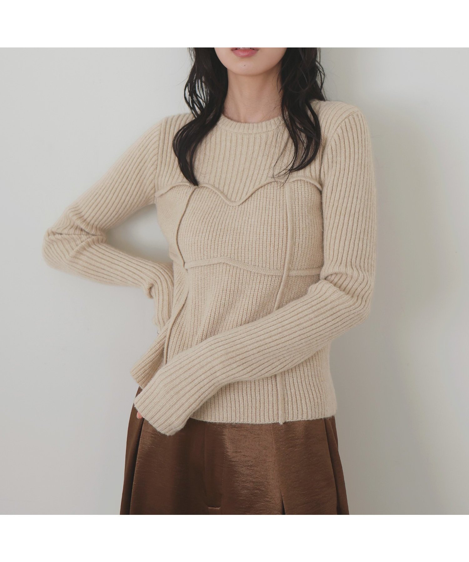 【リアン/Lian】のビスチェデザインリブニットトップス インテリア・キッズ・メンズ・レディースファッション・服の通販 founy(ファニー) 　ファッション　Fashion　レディースファッション　Fashion for Women　トップス・カットソー　Cut & Sew Tops　ニット　Knit Tops & Sweaters　ビスチェ　Bustiers & Corset Tops / Layered Bustier Style　コルセット　Corset, Bustier　アイボリー|ID: prp329100004793437 ipo3291000000034780483