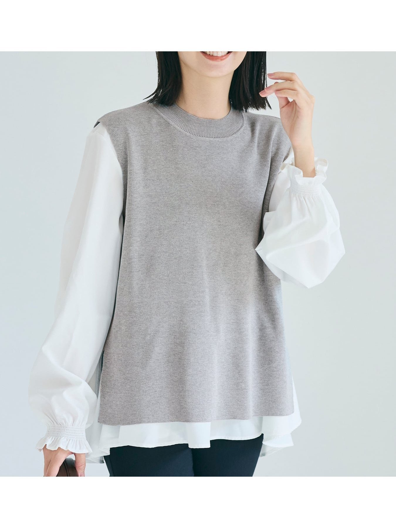 【コカ/COCA】の【再入荷】ベストセットブラウス インテリア・キッズ・メンズ・レディースファッション・服の通販 founy(ファニー) 　ファッション　Fashion　レディースファッション　Fashion for Women　アウター　Coat / Outerwear Collection　トップス・カットソー　Cut & Sew Tops　シャツ・ブラウス・オフィスカジュアル　Elegant Blouses & Button-Ups　ベスト&ジレ / 重ね着スタイル　Vests & Gilets　クール　Cool, Chic　スリット　Slit, Slit Detail　スリーブ　Sleeve, Long Sleeve / Short Sleeve　ドッキング　Docking, Mixed Material　フリル　Frill, Ruffle　ベスト　Vest, Waistcoat　ポケット　Pocket, Pocket Detail　無地　Plain, Solid Color　再入荷　Restock / Back in Stock　おすすめ　Recommended / Our Picks　2025年　2025　2025春夏・S/S　Spring/Summer 2025 SS25　Gray|ID: prp329100004793447 ipo3291000000034780557