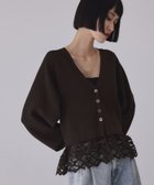 【アダム エ ロペ/ADAM ET ROPE'】のバテンレースコンビニットカーディガン ダークブラウン(20)|ID: prp329100004793455 ipo3291000000034832488