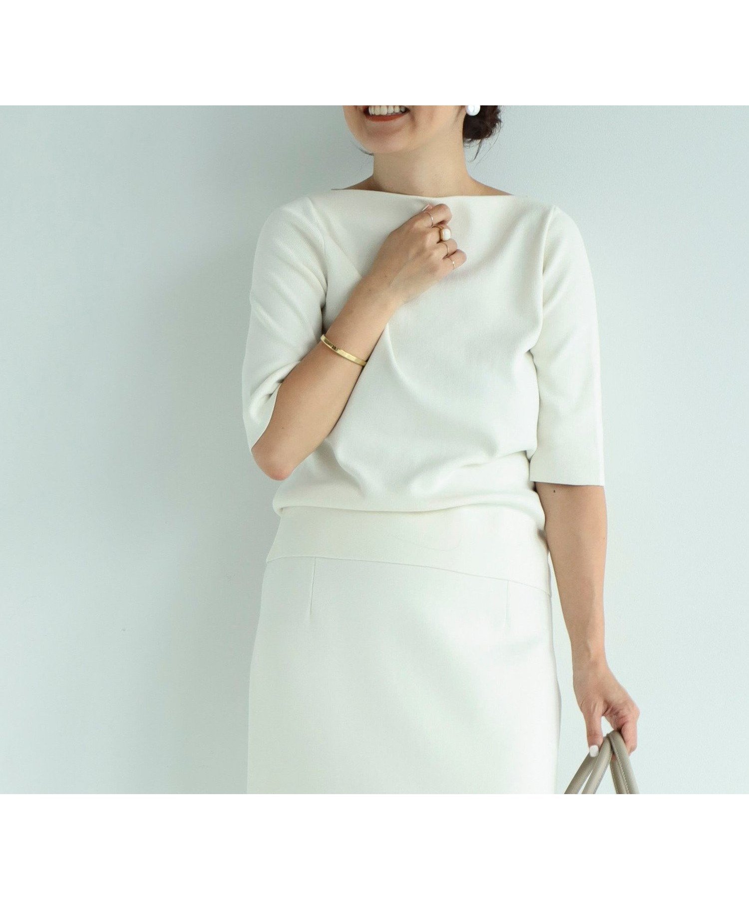 【デミルクス ビームス/Demi-Luxe BEAMS】の【再入荷!】シンプル ボートネックニット .M ドットエム 人気、トレンドファッション・服の通販 founy(ファニー) 　ファッション　Fashion　レディースファッション　Fashion for Women　トップス・カットソー　Cut & Sew Tops　ニット　Knit Tops & Sweaters　キャミソール　Camisole, Spaghetti Strap Top　シンプル　Simple, Minimal　ストレッチ　Stretch, Stretchy Fabric　セットアップ　Set-Up, Coordinated Outfit　タイトスカート　Pencil Skirt, Tight Skirt　フィット　Fit, Slim Fit　ブラウジング　Blouson Silhouette, Cinched Waist　ボトム　Bottoms, Lower Wear　ミラノリブ　Milano Rib, Milano Stitch　再入荷　Restock / Back in Stock　おすすめ　Recommended / Our Picks　 other-1|ID: prp329100004793457 ipo3291000000034951414