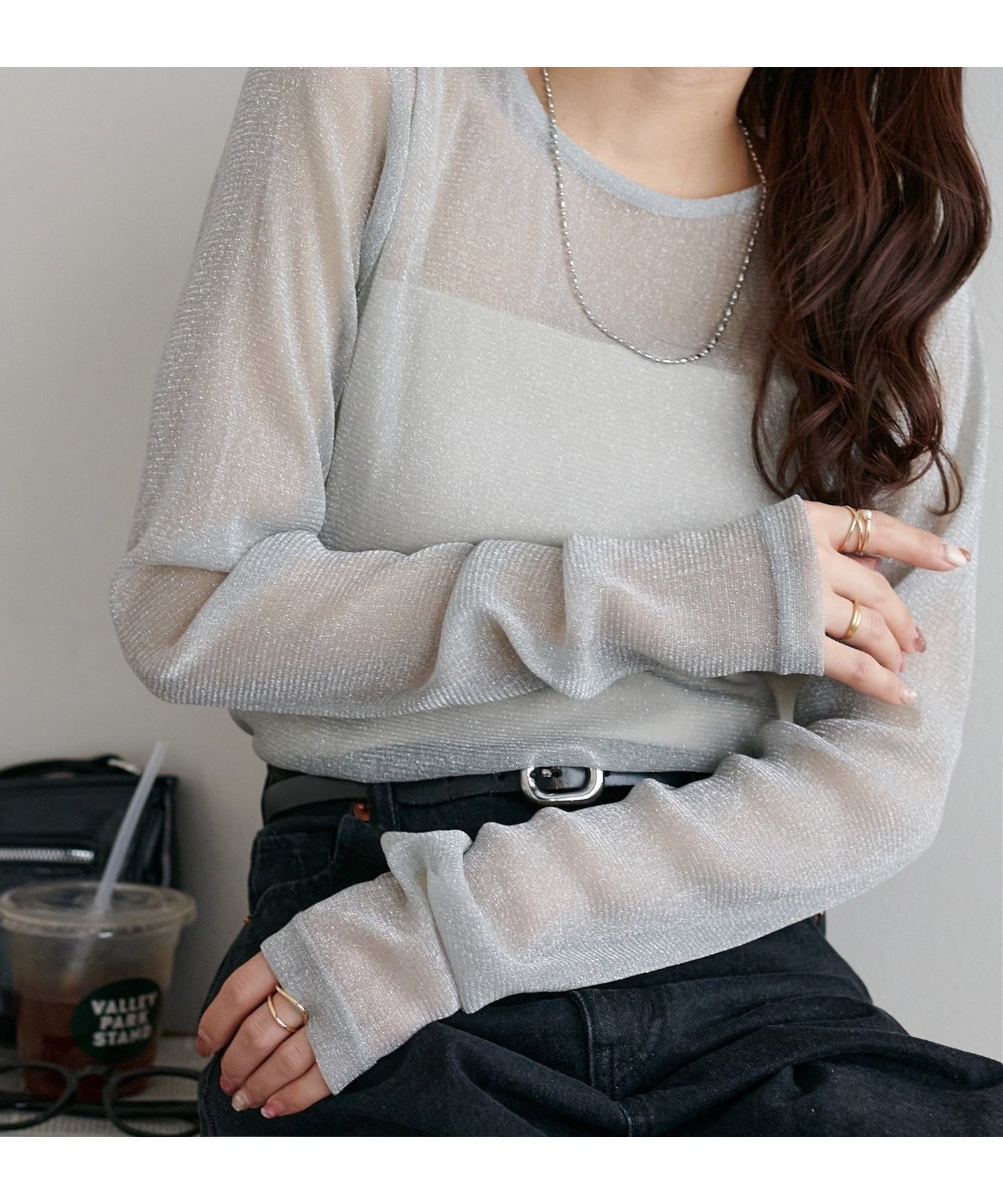 【ディスコート/Discoat】の【新色追加!/WEB限定】ラメシアーT インテリア・キッズ・メンズ・レディースファッション・服の通販 founy(ファニー) ファッション Fashion レディースファッション Fashion for Women インナー Innerwear トレンド Trend, Trending Now ベーシック Basic, Essential ワンポイント One Point, Statement Accent ライトグレー|ID: prp329100004793484 ipo3291000000034780828