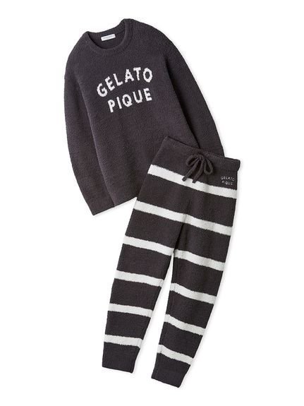 【ジェラートピケ オム/GELATO PIQUE HOMME / MEN】の【HOMME】パウダーロゴジャガードプルオーバー ロングパンツセット インテリア・キッズ・メンズ・レディースファッション・服の通販 founy(ファニー) 　ファッション　Fashion　メンズファッション　Fashion for Men　トップス・カットソー　Cut & Sew Tops　おすすめ　Recommended / Our Picks　ギフト プレゼント　Gift / Present　シンプル　Simple, Minimal　スマート　Smart, Elegant　セットアップ　Set-Up, Coordinated Outfit　パウダー　Powder, Soft Tone　ボトム　Bottoms, Lower Wear　ボーダー　Border, Stripe　ロング　Long, Long-Length　CGRY[007]|ID: prp329100004793498 ipo3291000000034879710