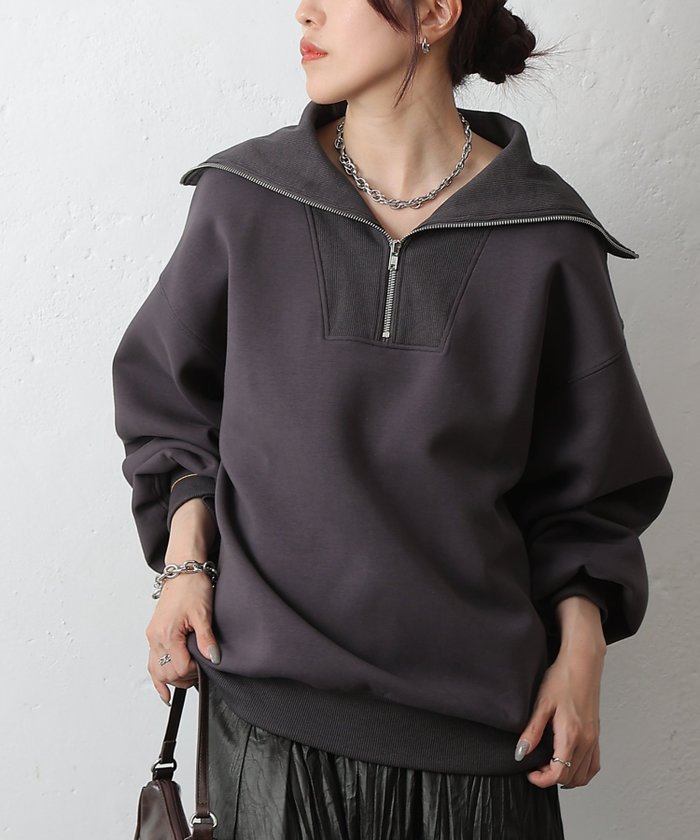 【コロニートゥーワンスリーナイン/COLONY 2139】のダンボールセーラーハーフジッププルオーバー インテリア・キッズ・メンズ・レディースファッション・服の通販 founy(ファニー) https://founy.com/ ファッション Fashion レディースファッション Fashion for Women トップス・カットソー Cut & Sew Tops カジュアルプルオーバー・ニットトップス Pullovers & Knit Tops / Casual Pullovers インナー Innerwear 軽量 Lightweight, Ultra Light ジップ Zip, Zipper トレンド Trend, Trending Now ハイネック High Neck, Mock Neck ハーフ Half, Half-Length 再入荷 Restock / Back in Stock おすすめ Recommended / Our Picks |ID: prp329100004793501 ipo3291000000034867414