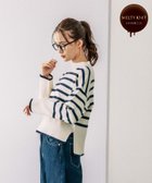 【グローバルワーク/GLOBAL WORK】のメルティ袖ボタンスタンドプルオーバー/139318 アイボリー*ネイビーボーダー10|ID: prp329100004793558 ipo3291000000034781367