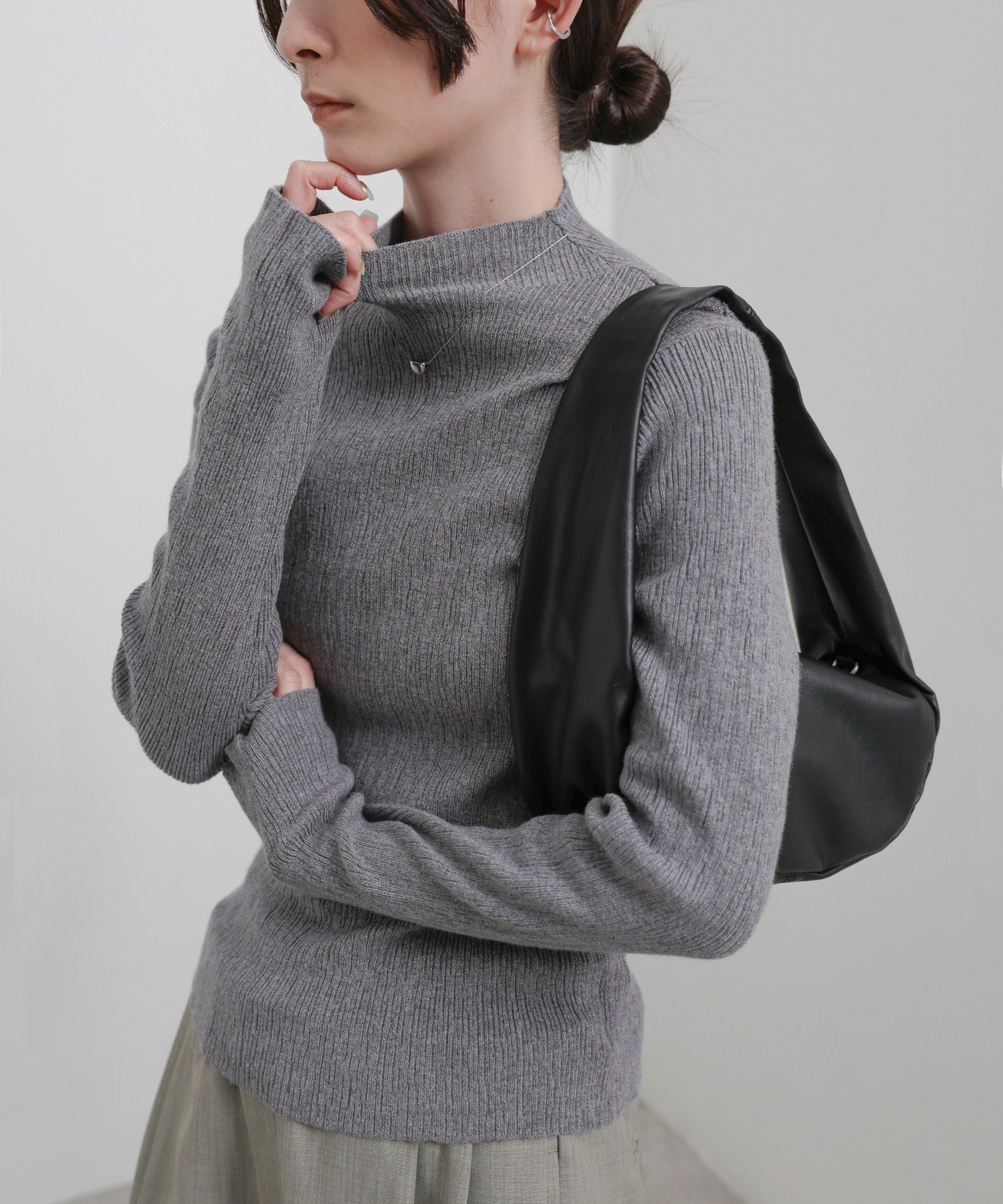 【セレクトモカ/SELECT MOCA】のニュアンスリブプチハイネックトップス インテリア・キッズ・メンズ・レディースファッション・服の通販 founy(ファニー) ファッション Fashion レディースファッション Fashion for Women トップス・カットソー Cut & Sew Tops シンプル Simple, Minimal スラックス Slacks, Dress Pants デニム Denim, Jeans Material ダークグレー-06|ID: prp329100004793616 ipo3291000000034802997