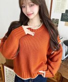 【モーメントプラス/moment+ / MEN】のローゲージ配色ピコ編みニットプルオーバー オレンジ|ID: prp329100004793695 ipo3291000000034782297