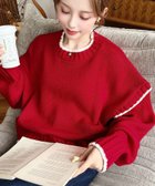 【モーメントプラス/moment+ / MEN】のローゲージ配色ピコ編みニットプルオーバー レッド|ID: prp329100004793695 ipo3291000000034950082