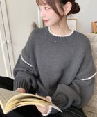 【モーメントプラス/moment+ / MEN】のローゲージ配色ピコ編みニットプルオーバー チャコールグレー|ID: prp329100004793695 ipo3291000000034950084