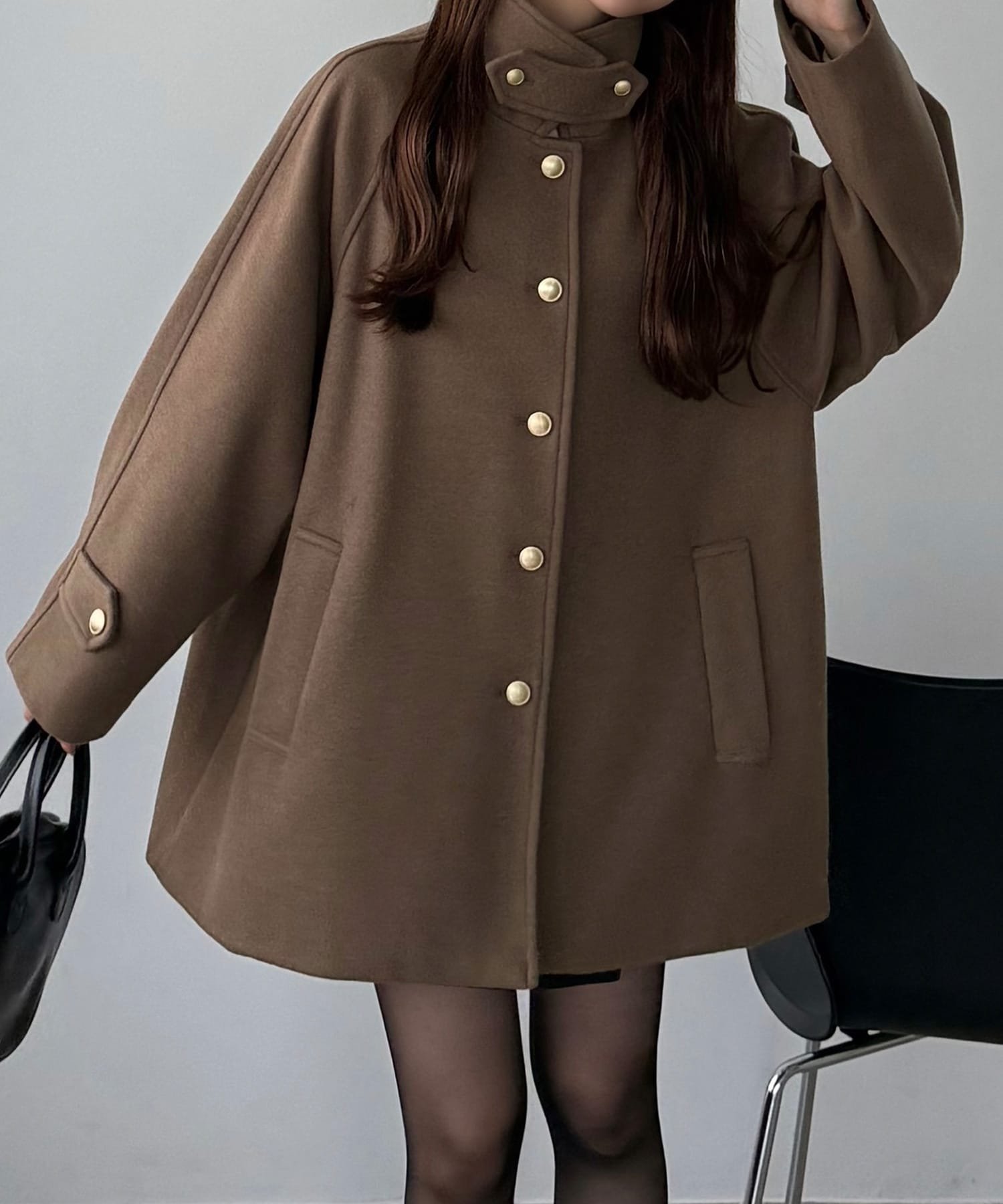 【ジュノア/JUNOAH】のcallautia ゴールドボタンミドルコート インテリア・キッズ・メンズ・レディースファッション・服の通販 founy(ファニー) 　ファッション　Fashion　レディースファッション　Fashion for Women　アウター　Coat / Outerwear Collection　コート・ロングコート・ピーコート　Long Coats, Peacoats & More　ブラウン|ID: prp329100004793707 ipo3291000000034782377