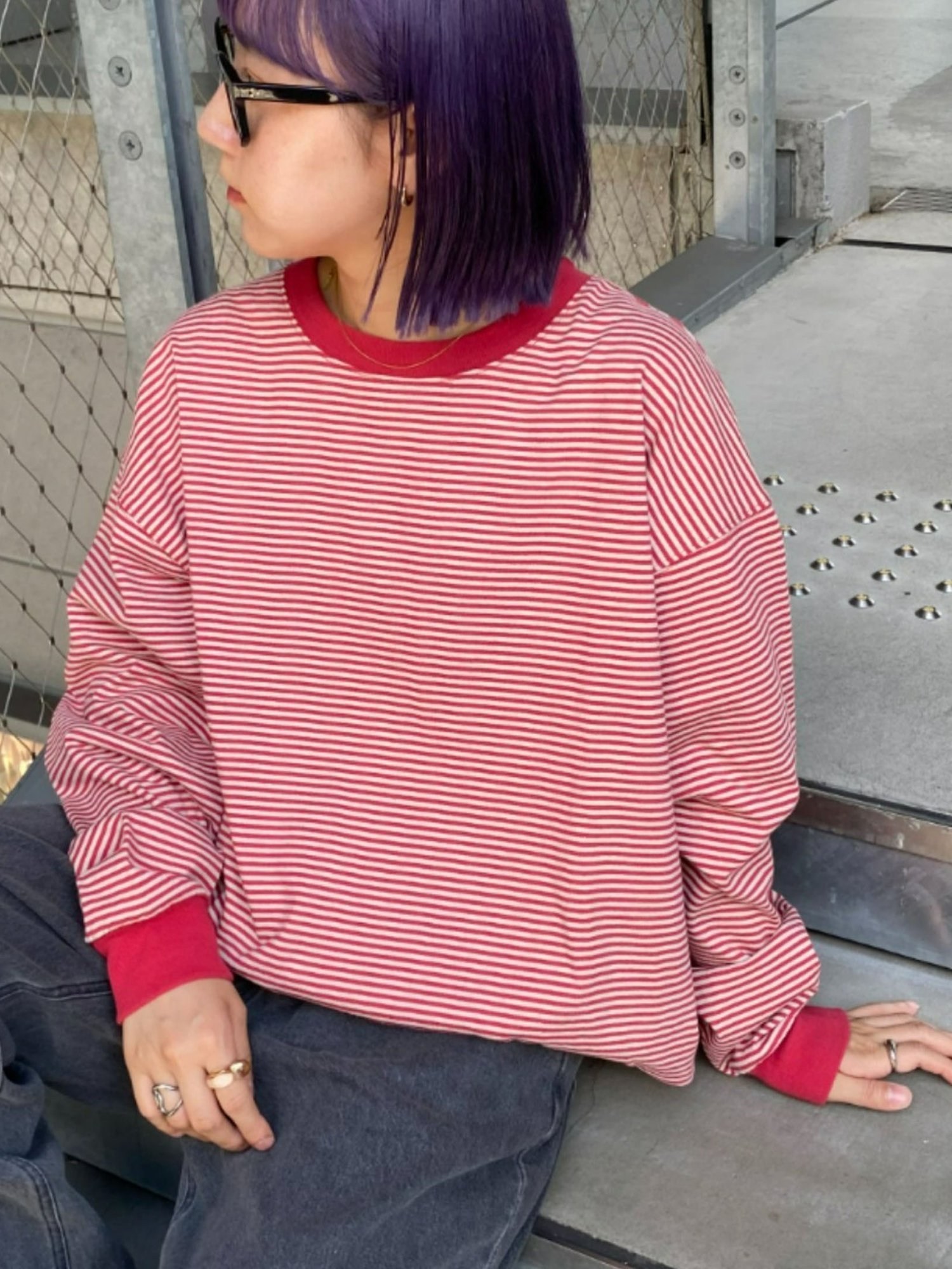 【チャオパニックティピー/CIAOPANIC TYPY】の【洗ってもよれにくい】ユニセックスオーバーサイズスウェtee インテリア・キッズ・メンズ・レディースファッション・服の通販 founy(ファニー) 　ファッション　Fashion　レディースファッション　Fashion for Women　インナー　Innerwear　ジャケット　Jacket, Outerwear　スウェット / スエット　Sweatshirt, Sweatwear　ボーダー　Border, Stripe　メンズ　Men's, Menswear　再入荷　Restock / Back in Stock　おすすめ　Recommended / Our Picks　レッド|ID: prp329100004793721 ipo3291000000034874346