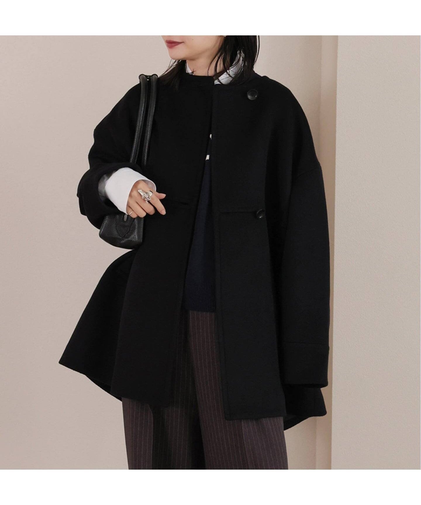 【ジャーナルスタンダード/JOURNAL STANDARD】の《追加2》スーパー140ビーバーノーカラーミドルコート インテリア・キッズ・メンズ・レディースファッション・服の通販 founy(ファニー) ファッション Fashion レディースファッション Fashion for Women アウター Coat / Outerwear Collection コート・ロングコート・ピーコート Long Coats, Peacoats & More ベーシック Basic, Essential ミドル Middle Length, Mid Height エレガント 上品 Elegant ブラック|ID: prp329100004793723 ipo3291000000034881124