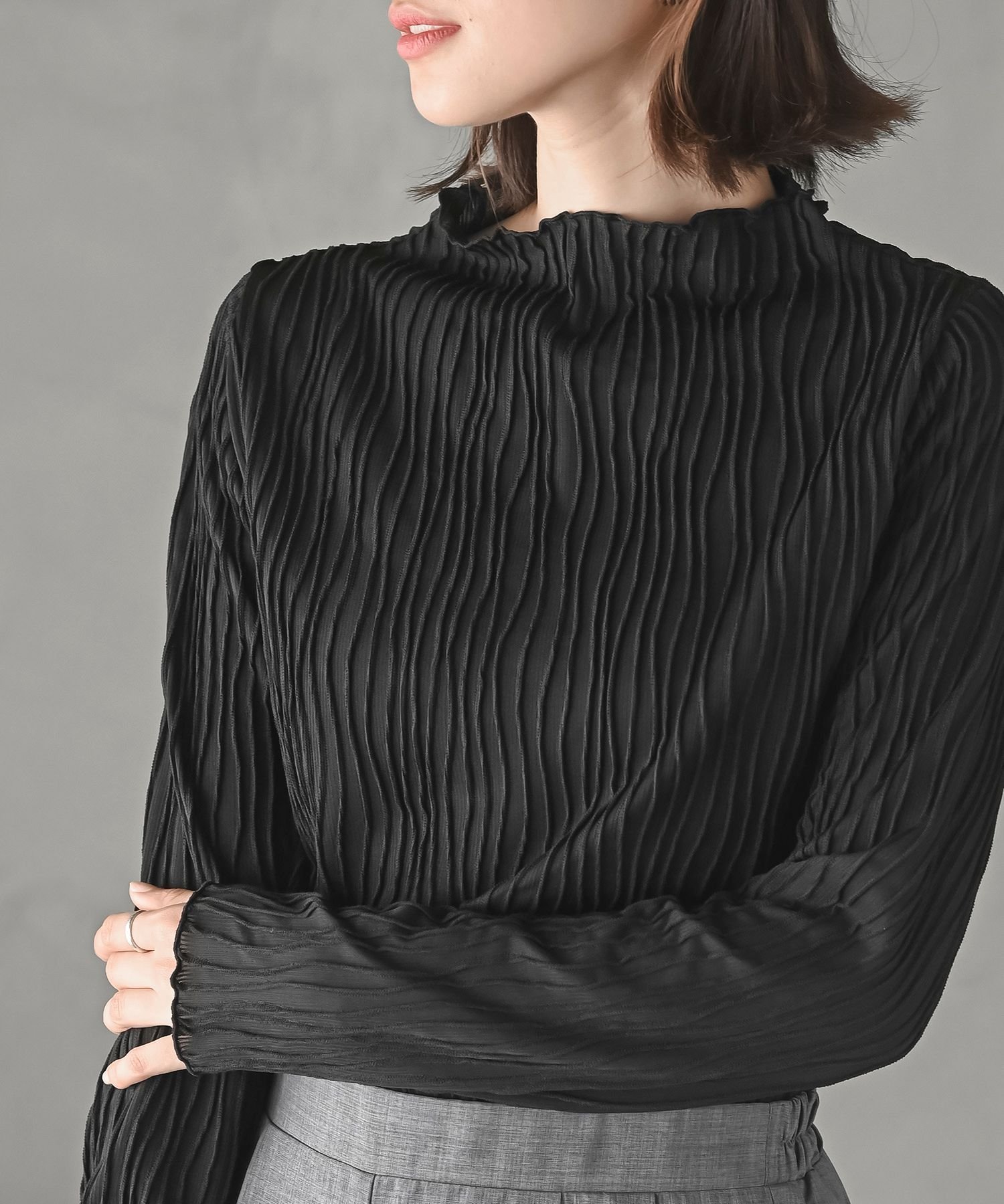 【アールピーエス/rps】のウェーブジャガードハイネックカットソー インテリア・キッズ・メンズ・レディースファッション・服の通販 founy(ファニー) ファッション Fashion レディースファッション Fashion for Women トップス・カットソー Cut & Sew Tops カットソー・ベーシックTシャツ Cut-and-Sewn Tops / Stretch Tees & Basics インナー Innerwear ウェーブ Wavy Pattern シンプル Simple, Minimal フェミニン Feminine, Girly ボトルネック Bottle Neck, Mock Neck 再入荷 Restock / Back in Stock A/W・秋冬 Autumn/Winter ブラック|ID: prp329100004793736 ipo3291000000034890002