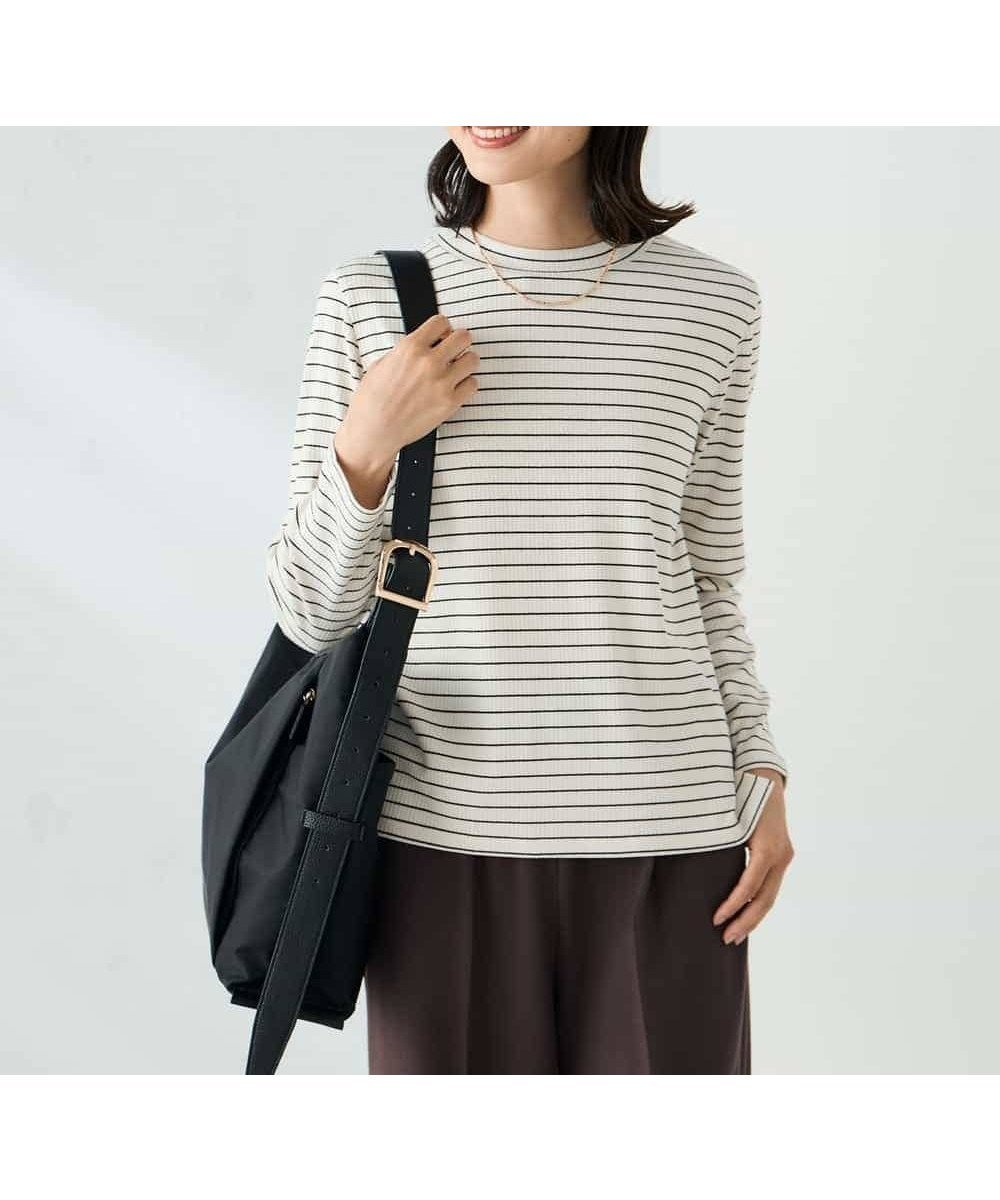 【アー ヴェー ヴェー/a.v.v】のプチハイネックテレコカットソー インテリア・キッズ・メンズ・レディースファッション・服の通販 founy(ファニー) ファッション Fashion レディースファッション Fashion for Women トップス・カットソー Cut & Sew Tops カットソー・ベーシックTシャツ Cut-and-Sewn Tops / Stretch Tees & Basics インナー Innerwear コンパクト Compact, Small Size シンプル Simple, Minimal フレア Flare, Flared ワイド Wide, Wide Fit A/W・秋冬 Autumn/Winter 再入荷 Restock / Back in Stock エレガント 上品 Elegant ボーダー|ID: prp329100004793755 ipo3291000000034782693