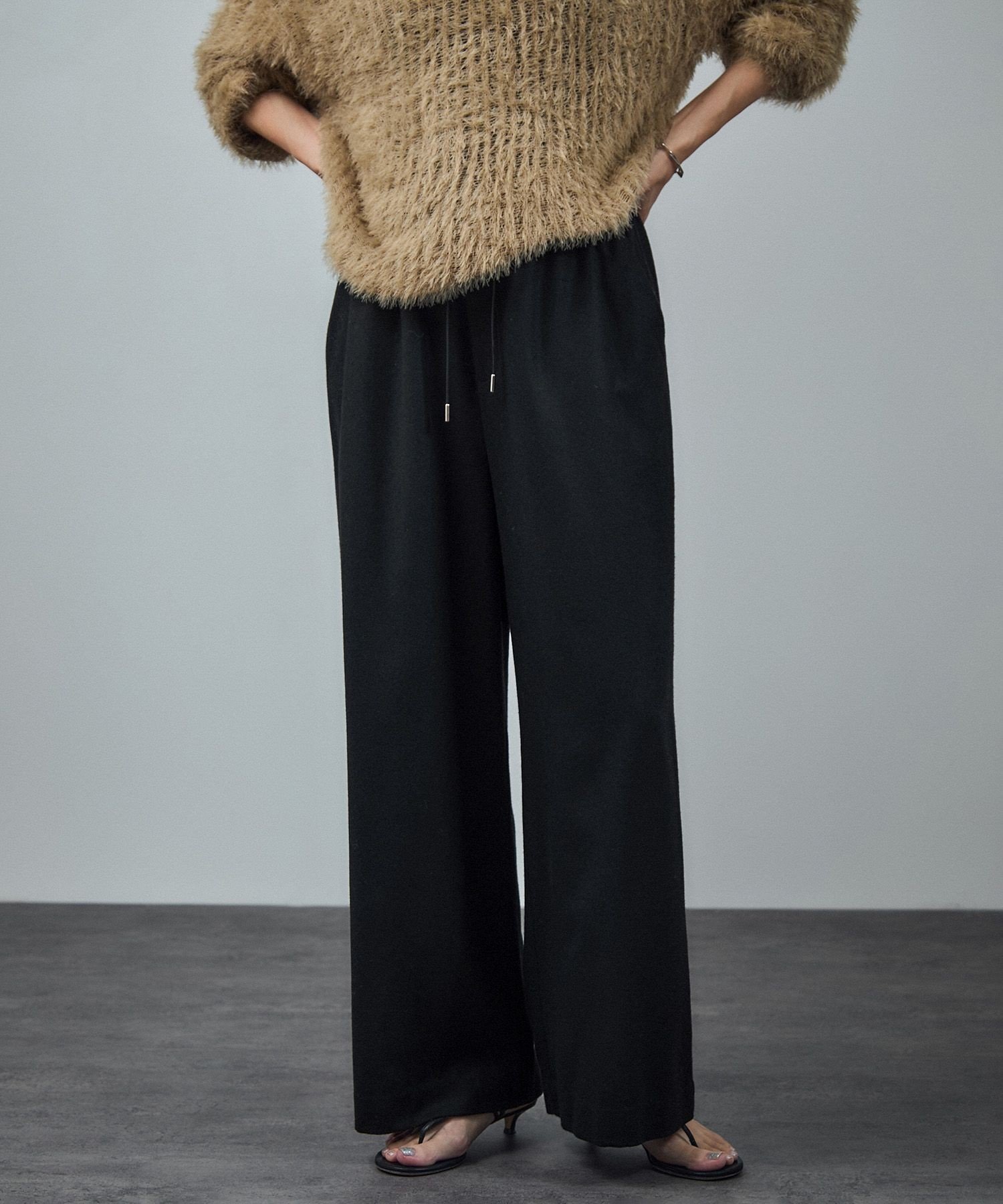 【サロン アダム エ ロペ/SALON adam et rope'】の【WEB限定】ウォッシャブルウールカシミヤワイドパンツ インテリア・キッズ・メンズ・レディースファッション・服の通販 founy(ファニー) 　ファッション　Fashion　レディースファッション　Fashion for Women　パンツ　Pants & Trousers　洗える　Machine Washable　クール　Cool, Chic　サテン　Satin, Glossy Fabric　ジャケット　Jacket, Outerwear　トレンド　Trend, Trending Now　ポケット　Pocket, Pocket Detail　メタル　Metal, Metal Parts　ワイド　Wide, Wide Fit　A/W・秋冬　Autumn/Winter　おすすめ　Recommended / Our Picks　エレガント 上品　Elegant　ブラック(01)|ID: prp329100004793785 ipo3291000000035036108
