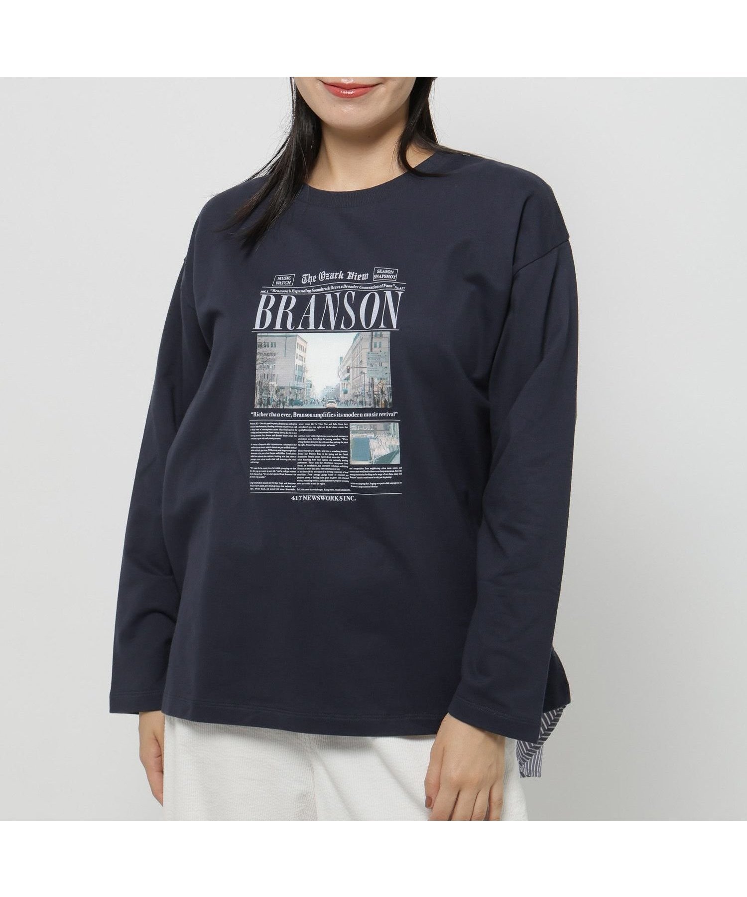 【ニコアンド/niko and】のバック布帛フォトプルオーバー インテリア・キッズ・メンズ・レディースファッション・服の通販 founy(ファニー) ファッション Fashion レディースファッション Fashion for Women トップス・カットソー Cut & Sew Tops カジュアルプルオーバー・ニットトップス Pullovers & Knit Tops / Casual Pullovers バッグ Bags おすすめ Recommended / Our Picks コーデュロイ Corduroy, Cord Fabric バランス Balance, Style Balance プリント Print, Printed Pattern ベロア Velour, Soft Velvet ネイビー|ID: prp329100004793877 ipo3291000000034783447