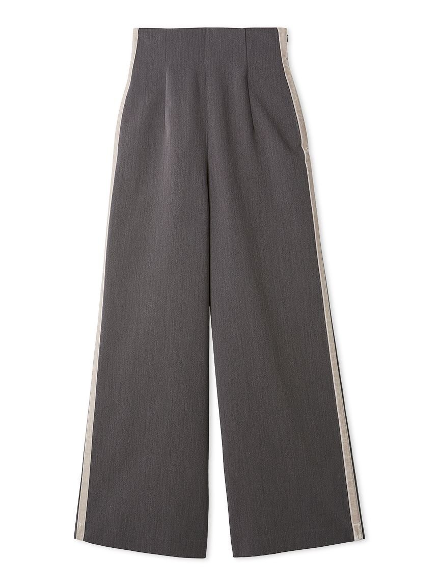 【スナイデル/SNIDEL】のバックリボンレースアップラインパンツ インテリア・キッズ・メンズ・レディースファッション・服の通販 founy(ファニー) 　ファッション　Fashion　レディースファッション　Fashion for Women　パンツ　Pants & Trousers　シャーリング　Shirring, Ruched　シンプル　Simple, Minimal　ストライプ　Stripe, Striped Pattern　ストレート　Straight, Straight Cut　スポーティ　Sporty, Casual Athletic　スマート　Smart, Elegant　とろみ　Fluid, Flowy Fabric　フロント　Front, Front Design　ベロア　Velour, Soft Velvet　リボン　Ribbon, Bow　レース　Lace, Lace Fabric　おすすめ　Recommended / Our Picks　GRY[006]|ID: prp329100004793879 ipo3291000000034783461