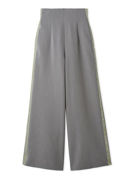 【スナイデル/SNIDEL】のバックリボンレースアップラインパンツ インテリア・キッズ・メンズ・レディースファッション・服の通販 founy(ファニー) 　ファッション　Fashion　レディースファッション　Fashion for Women　パンツ　Pants & Trousers　シャーリング　Shirring, Ruched　シンプル　Simple, Minimal　ストライプ　Stripe, Striped Pattern　ストレート　Straight, Straight Cut　スポーティ　Sporty, Casual Athletic　スマート　Smart, Elegant　とろみ　Fluid, Flowy Fabric　フロント　Front, Front Design　ベロア　Velour, Soft Velvet　リボン　Ribbon, Bow　レース　Lace, Lace Fabric　おすすめ　Recommended / Our Picks　STRIPE[932]|ID: prp329100004793879 ipo3291000000034783464