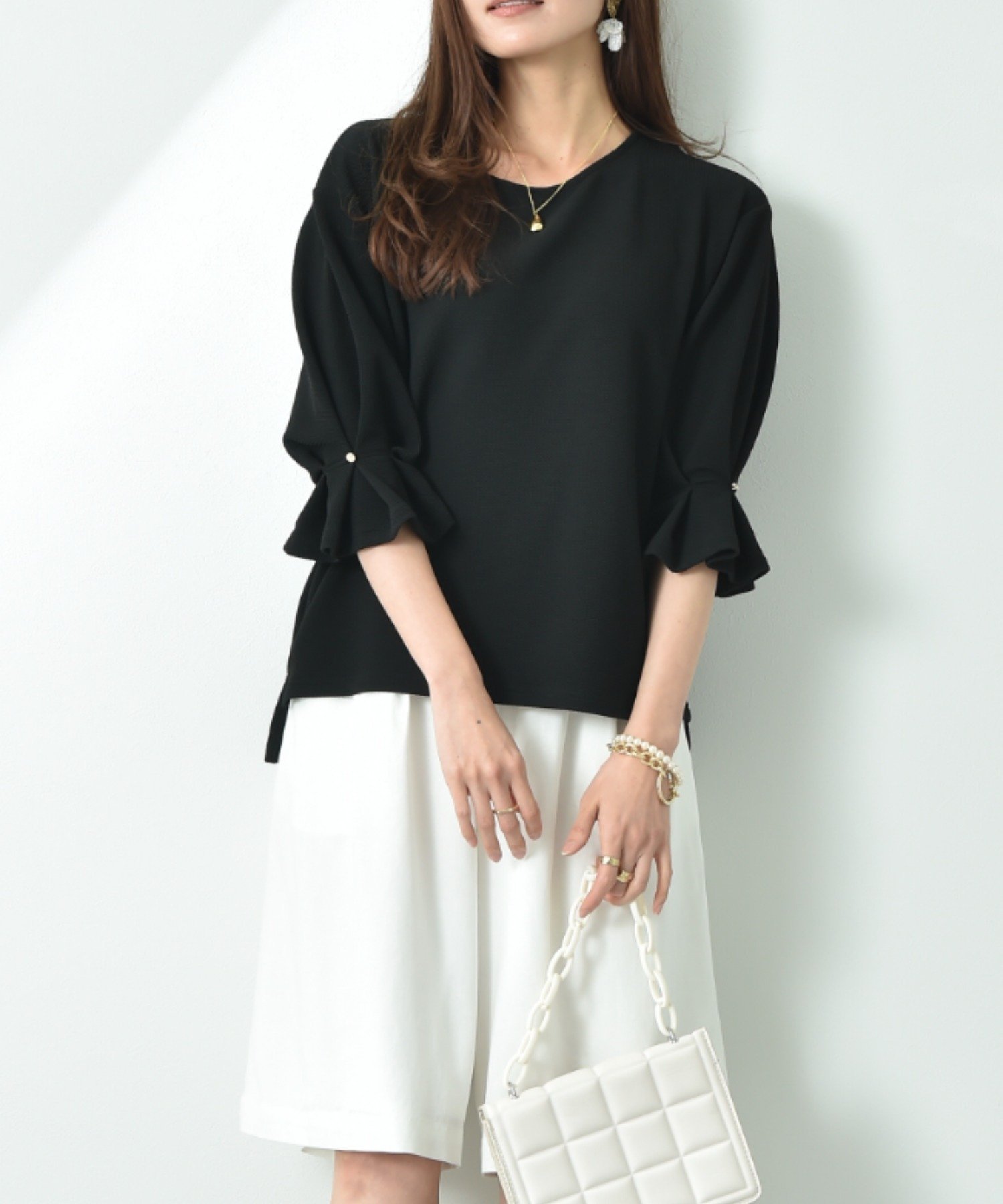 【インタープラネット/INTERPLANET】の【追加】フクレジャガード袖口タックデザインプルオーバー 人気、トレンドファッション・服の通販 founy(ファニー) 　ファッション　Fashion　レディースファッション　Fashion for Women　トップス・カットソー　Cut & Sew Tops　カジュアルプルオーバー・ニットトップス　Pullovers & Knit Tops / Casual Pullovers　スリーブ　Sleeve, Long Sleeve / Short Sleeve　フォルム　Silhouette, Form　ベーシック　Basic, Essential　 other-1|ID: prp329100004793917 ipo3291000000034783710