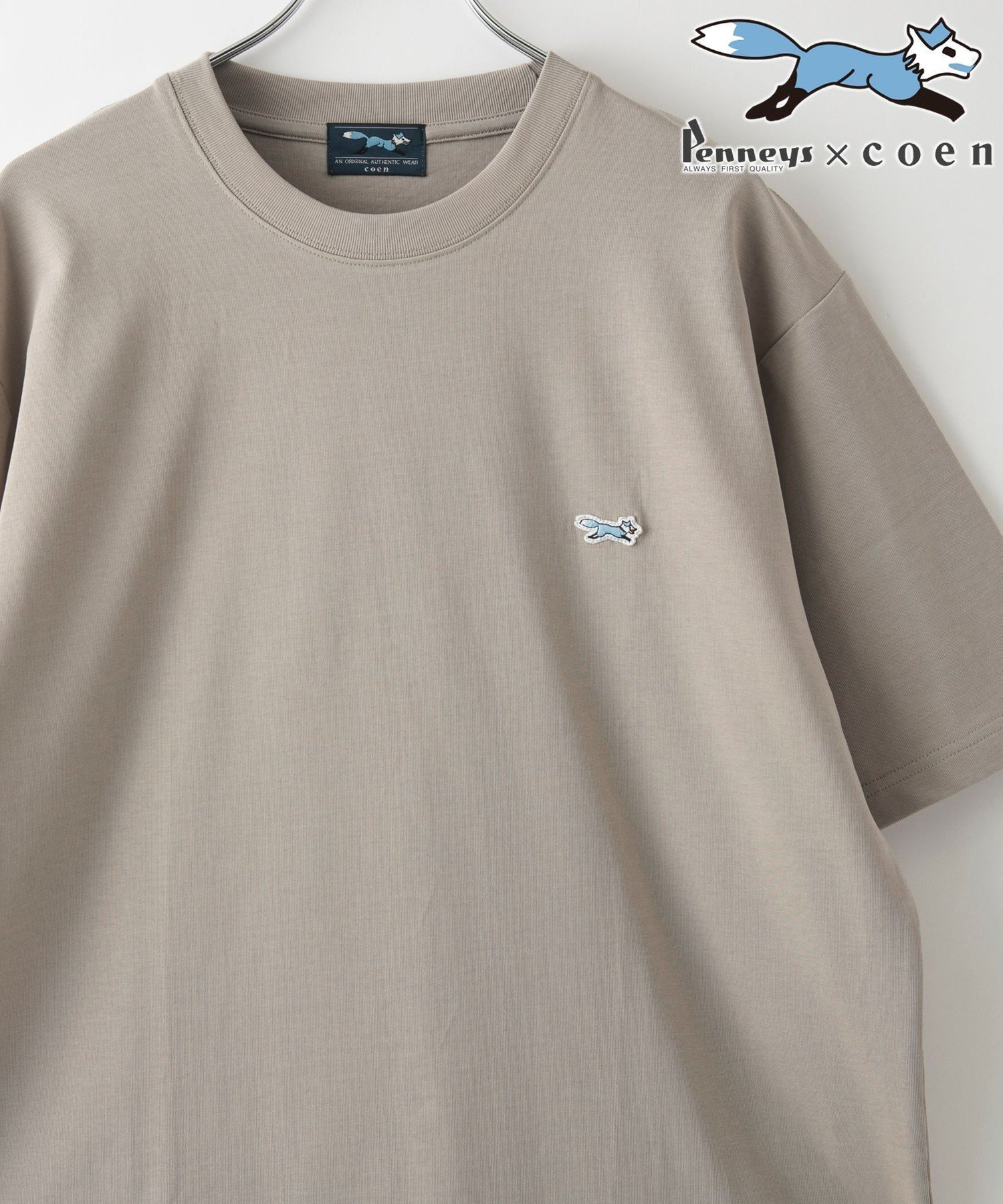 【コーエン/COEN】のPenneys(ぺニーズ)別注ワンポイントクルーネックTシャツ インテリア・キッズ・メンズ・レディースファッション・服の通販 founy(ファニー) 　ファッション　Fashion　レディースファッション　Fashion for Women　トップス・カットソー　Cut & Sew Tops　シャツ・ブラウス・オフィスカジュアル　Elegant Blouses & Button-Ups　ロングTシャツ・Tシャツ　Longline T-Shirts & Tees　コレクション　Collection, Seasonal Line　シンプル　Simple, Minimal　フォックス　Fox, Fox Fur　ベーシック　Basic, Essential　別注　Limited Edition, Custom Order　メンズ　Men's, Menswear　リラックス　Relax, Relaxed Fit　ワンポイント　One Point, Statement Accent　おすすめ　Recommended / Our Picks　夏　Summer　BEIGE|ID: prp329100004793922 ipo3291000000035149471