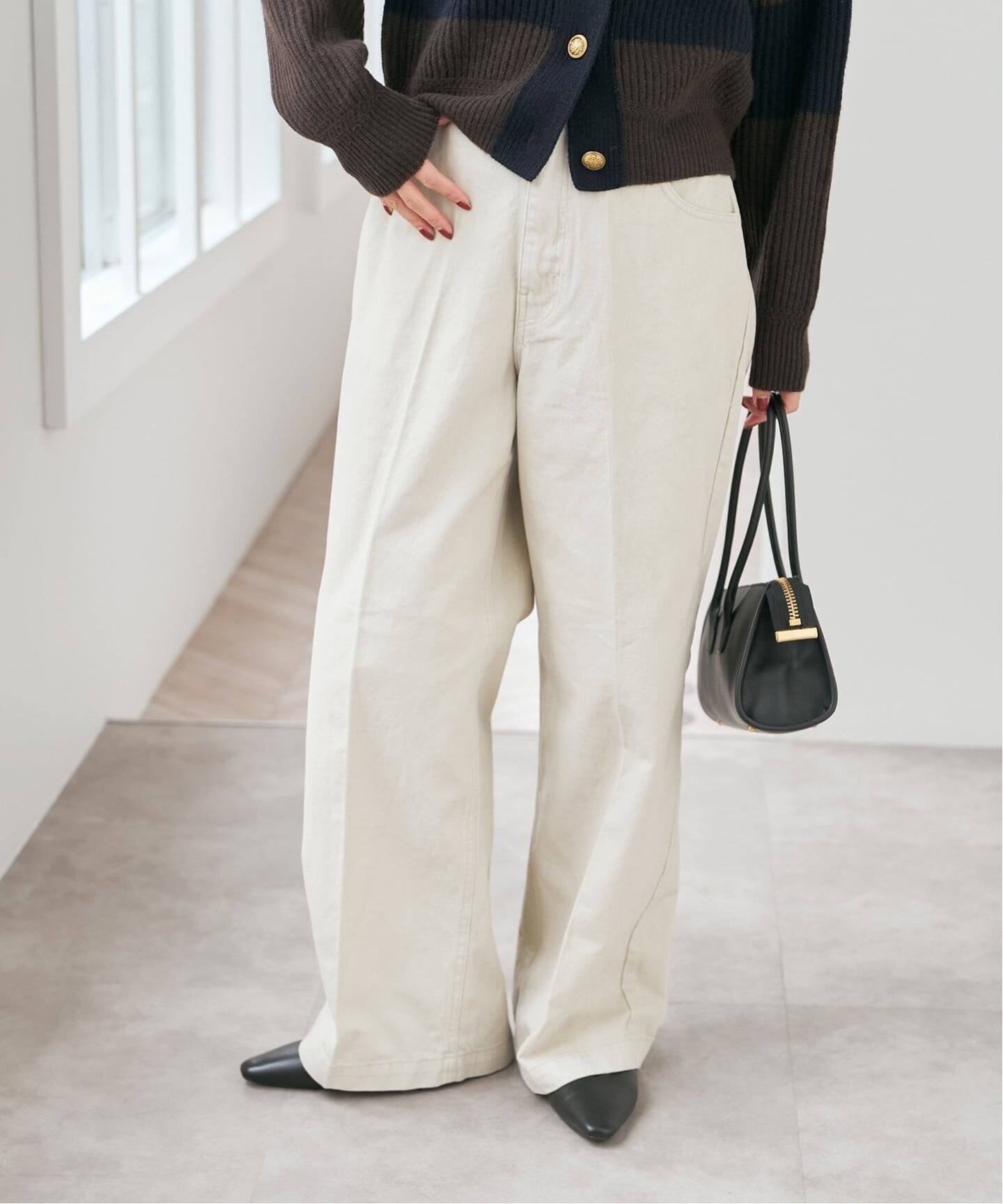 【スピック&スパン/Spick & Span】のバックギャザーチノ インテリア・キッズ・メンズ・レディースファッション・服の通販 founy(ファニー) ファッション Fashion レディースファッション Fashion for Women バッグ Bags シンプル Simple, Minimal ストレート Straight, Straight Cut センター Center, Center Line フィット Fit, Slim Fit ホワイト|ID: prp329100004793929 ipo3291000000034783787