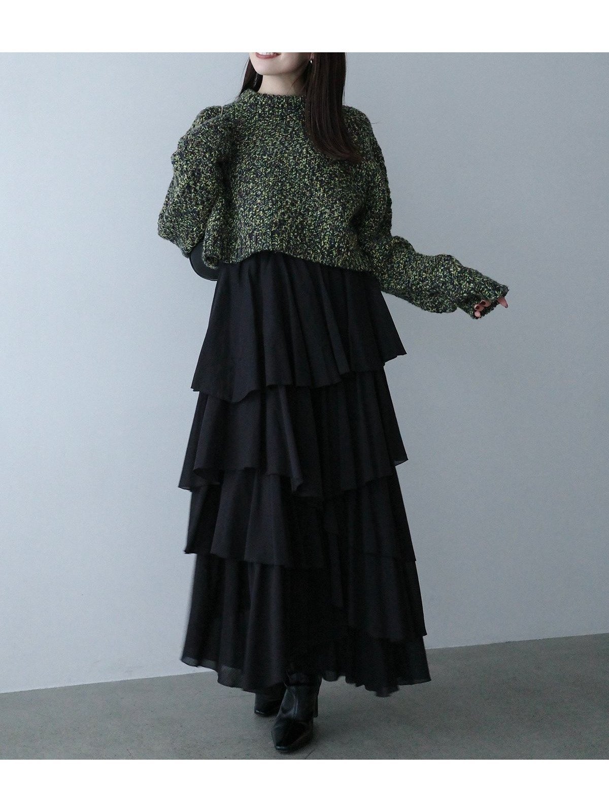 【アニュアンス/anuans】のコットンクレープティアードスカート インテリア・キッズ・メンズ・レディースファッション・服の通販 founy(ファニー) ファッション Fashion レディースファッション Fashion for Women スカート Skirts ティアードスカート Tiered Skirts エアリー Airy Texture ティアードスカート Tiered Skirt, Flounced Skirt バランス Balance, Style Balance ランダム Random, Irregular 冬 Winter / This Winter BLACK|ID: prp329100004793932 ipo3291000000034783800