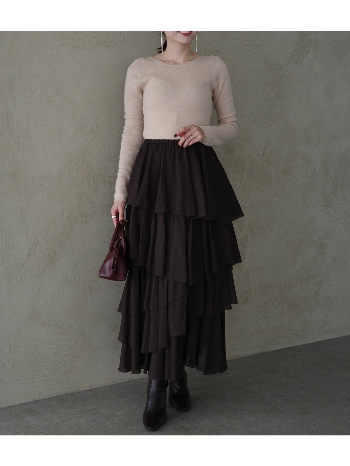 【アニュアンス/anuans】のコットンクレープティアードスカート インテリア・キッズ・メンズ・レディースファッション・服の通販 founy(ファニー) ファッション Fashion レディースファッション Fashion for Women スカート Skirts ティアードスカート Tiered Skirts エアリー Airy Texture ティアードスカート Tiered Skirt, Flounced Skirt バランス Balance, Style Balance ランダム Random, Irregular 冬 Winter / This Winter DARK BROWN|ID: prp329100004793932 ipo3291000000034783801