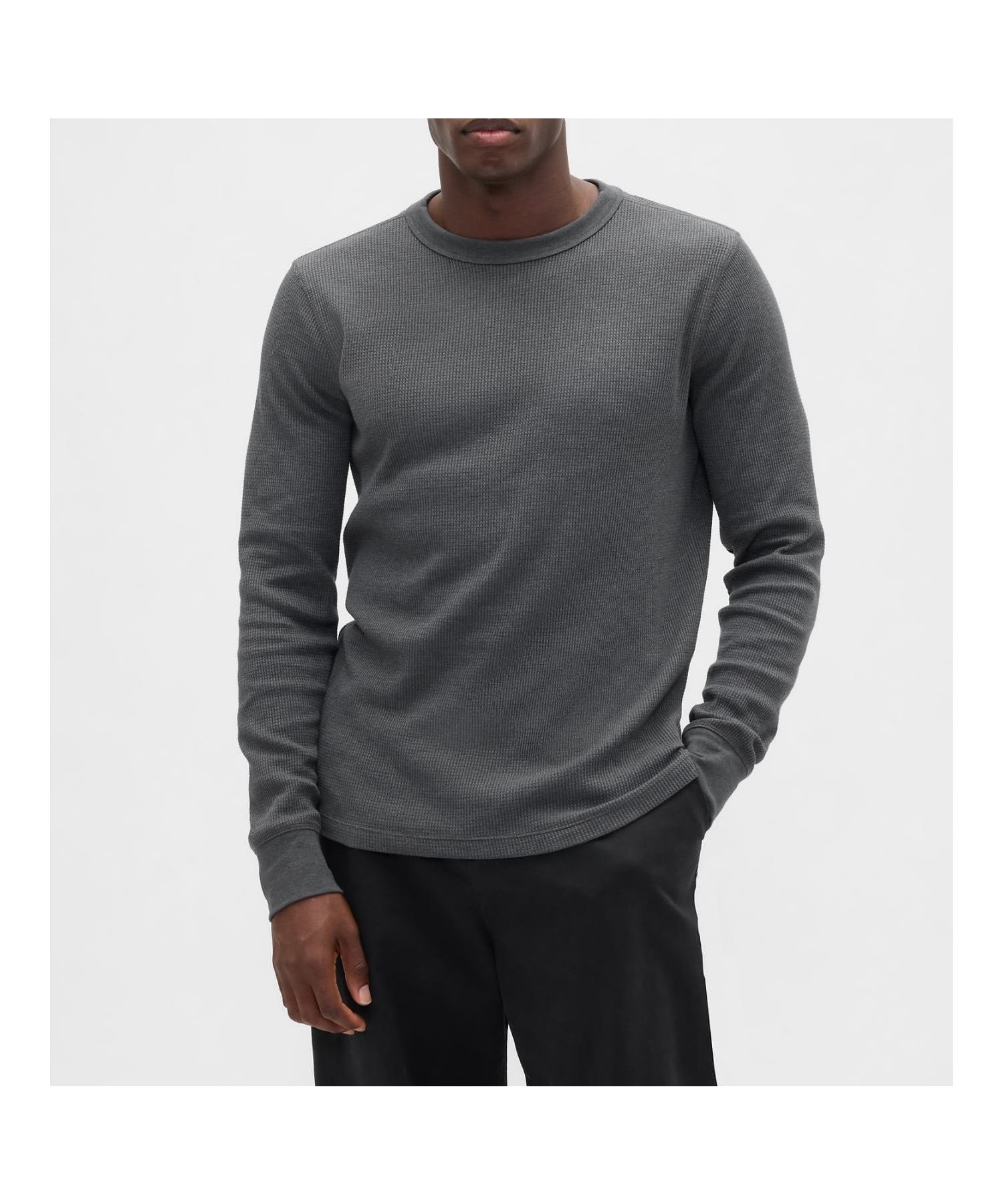 【ギャップ/GAP】のワッフルニット クルーネックTシャツ インテリア・キッズ・メンズ・レディースファッション・服の通販 founy(ファニー) 　ファッション　Fashion　レディースファッション　Fashion for Women　トップス・カットソー　Cut & Sew Tops　ニット　Knit Tops & Sweaters　シャツ・ブラウス・オフィスカジュアル　Elegant Blouses & Button-Ups　ロングTシャツ・Tシャツ　Longline T-Shirts & Tees　ストレート　Straight, Straight Cut　フィット　Fit, Slim Fit　リラックス　Relax, Relaxed Fit　ワッフル　Waffle, Waffle Knit　長袖　Long Sleeve, Full Sleeve　B65_DARK_HEATHER_GREY|ID: prp329100004793976 ipo3291000000034784087
