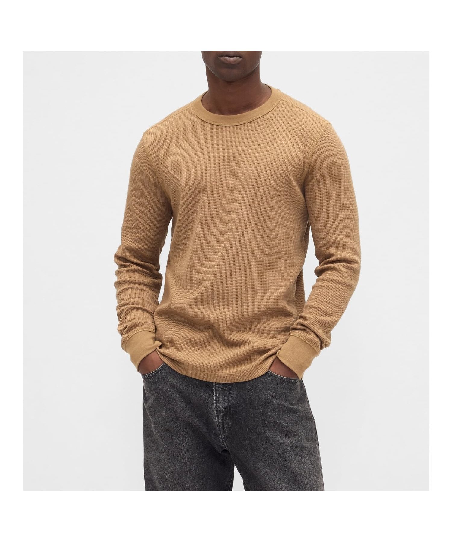 【ギャップ/GAP】のワッフルニット クルーネックTシャツ インテリア・キッズ・メンズ・レディースファッション・服の通販 founy(ファニー) 　ファッション　Fashion　レディースファッション　Fashion for Women　トップス・カットソー　Cut & Sew Tops　ニット　Knit Tops & Sweaters　シャツ・ブラウス・オフィスカジュアル　Elegant Blouses & Button-Ups　ロングTシャツ・Tシャツ　Longline T-Shirts & Tees　ストレート　Straight, Straight Cut　フィット　Fit, Slim Fit　リラックス　Relax, Relaxed Fit　ワッフル　Waffle, Waffle Knit　長袖　Long Sleeve, Full Sleeve　ERMINE_18-1022_TCX|ID: prp329100004793976 ipo3291000000034784090