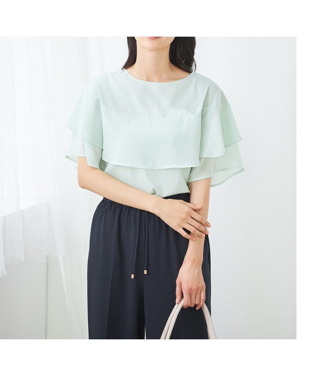 【アー ヴェー ヴェー/a.v.v】の【接触冷感/UVカット】2WAY シフォンケープカットソー インテリア・キッズ・メンズ・レディースファッション・服の通販 founy(ファニー) ファッション Fashion レディースファッション Fashion for Women トップス・カットソー Cut & Sew Tops カットソー・ベーシックTシャツ Cut-and-Sewn Tops / Stretch Tees & Basics インナー Innerwear カットソー Cut and Sewn Top シフォン Chiffon, Lightweight Fabric シルケット Silket, Silky Cotton ジャケット Jacket, Outerwear デニム Denim, Jeans Material ドッキング Docking, Mixed Material フロント Front, Front Design 再入荷 Restock / Back in Stock おすすめ Recommended / Our Picks 夏 Summer ビジネス 仕事 通勤 Business / Work / Commuting ミントグリーン|ID: prp329100004793984 ipo3291000000034784127