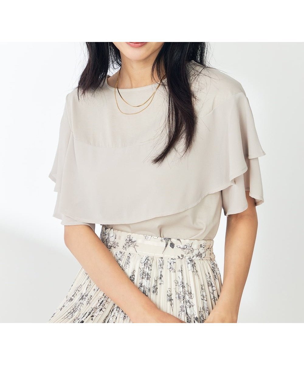 【アー ヴェー ヴェー/a.v.v】の【接触冷感/UVカット】2WAY シフォンケープカットソー インテリア・キッズ・メンズ・レディースファッション・服の通販 founy(ファニー) ファッション Fashion レディースファッション Fashion for Women トップス・カットソー Cut & Sew Tops カットソー・ベーシックTシャツ Cut-and-Sewn Tops / Stretch Tees & Basics インナー Innerwear カットソー Cut and Sewn Top シフォン Chiffon, Lightweight Fabric シルケット Silket, Silky Cotton ジャケット Jacket, Outerwear デニム Denim, Jeans Material ドッキング Docking, Mixed Material フロント Front, Front Design 再入荷 Restock / Back in Stock おすすめ Recommended / Our Picks 夏 Summer ビジネス 仕事 通勤 Business / Work / Commuting グレージュ|ID: prp329100004793984 ipo3291000000034784130