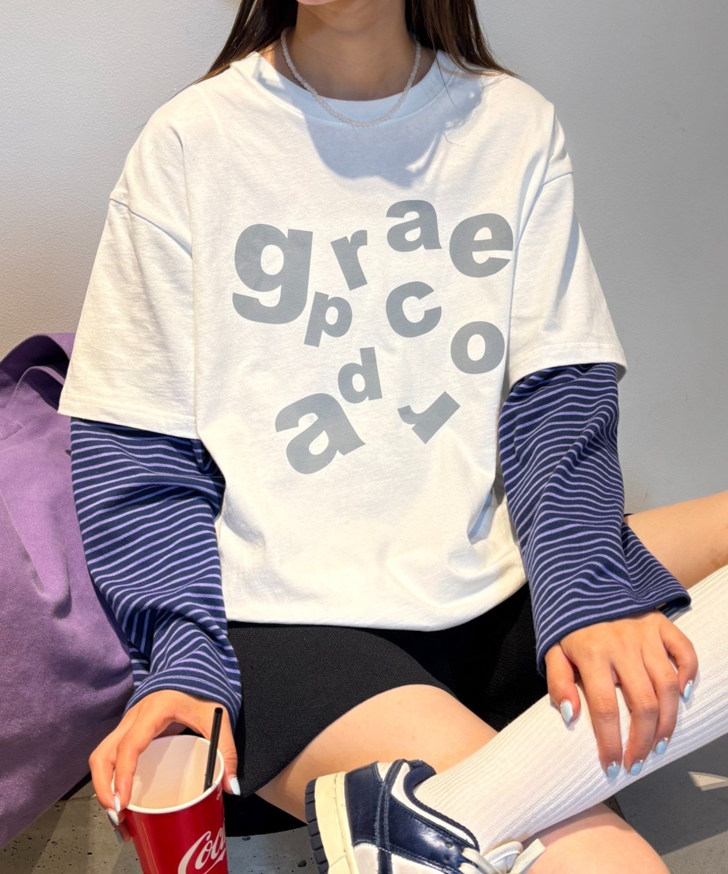 【チャオパニックティピー/CIAOPANIC TYPY】の【UNISEX】レイヤードボーダーロゴロンTEE 人気、トレンドファッション・服の通販 founy(ファニー) 　ファッション　Fashion　レディースファッション　Fashion for Women　トップス・カットソー　Cut & Sew Tops　ロングTシャツ・Tシャツ　Longline T-Shirts & Tees　デニム　Denim, Jeans Material　ドッキング　Docking, Mixed Material　ボトム　Bottoms, Lower Wear　ボーダー　Border, Stripe　ユニセックス　Unisex, Genderless　おすすめ　Recommended / Our Picks　 other-1|ID: prp329100004794085 ipo3291000000034784744