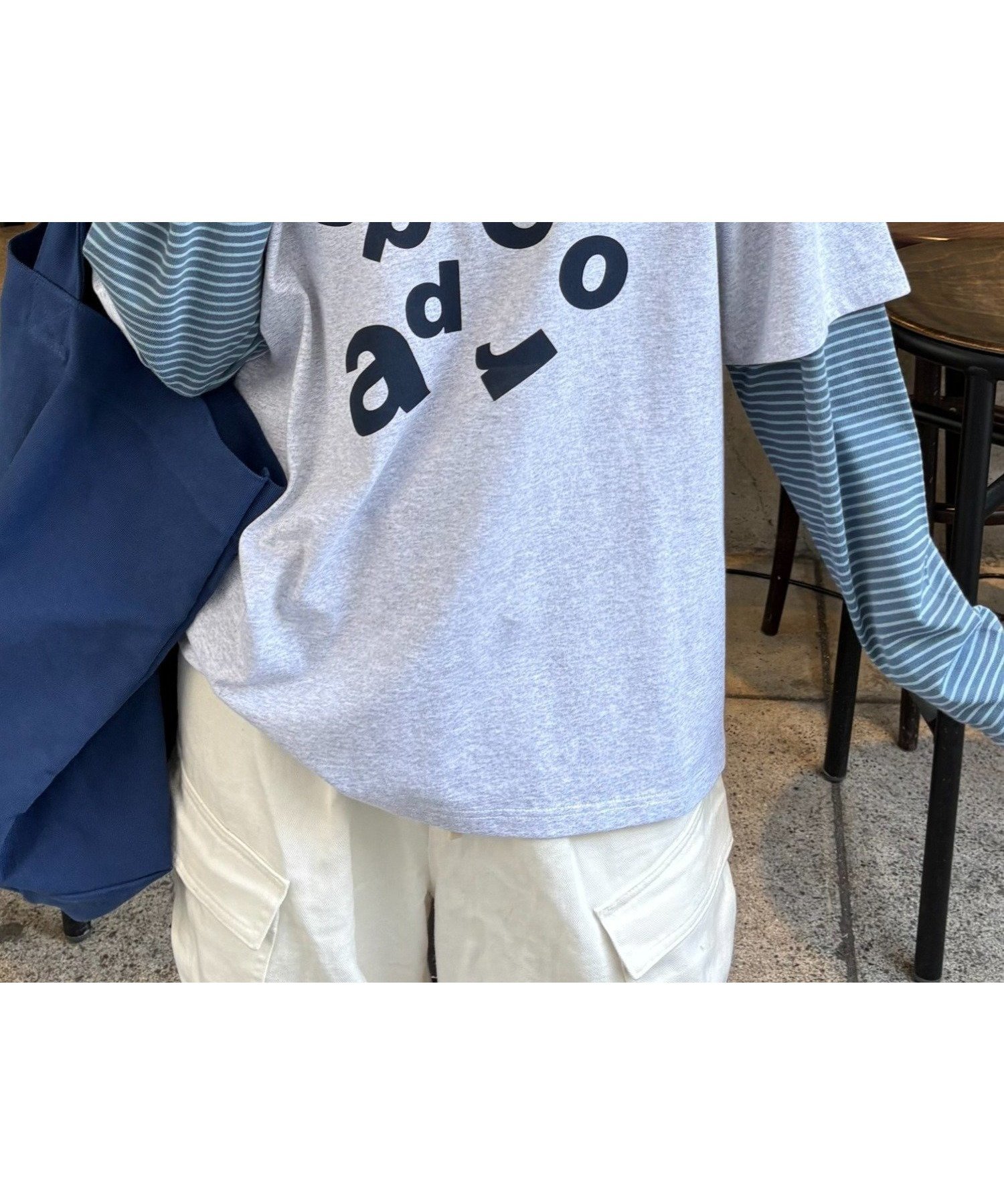 【チャオパニックティピー/CIAOPANIC TYPY】の【UNISEX】レイヤードボーダーロゴロンTEE インテリア・キッズ・メンズ・レディースファッション・服の通販 founy(ファニー) 　ファッション　Fashion　レディースファッション　Fashion for Women　トップス・カットソー　Cut & Sew Tops　ロングTシャツ・Tシャツ　Longline T-Shirts & Tees　デニム　Denim, Jeans Material　ドッキング　Docking, Mixed Material　ボトム　Bottoms, Lower Wear　ボーダー　Border, Stripe　ユニセックス　Unisex, Genderless　おすすめ　Recommended / Our Picks　ライトグレー|ID: prp329100004794085 ipo3291000000034784748