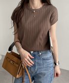 【アンドミー/andme】のコットン フライスフレンチスリーブ リブ トップス ブラウン|ID: prp329100004794088 ipo3291000000034784767