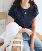 【アンドミー/andme】のコットン フライスフレンチスリーブ リブ トップス ネイビー|ID: prp329100004794088 ipo3291000000034784769