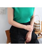 【アンドミー/andme】のコットン フライスフレンチスリーブ リブ トップス グリーン|ID: prp329100004794088 ipo3291000000034784770