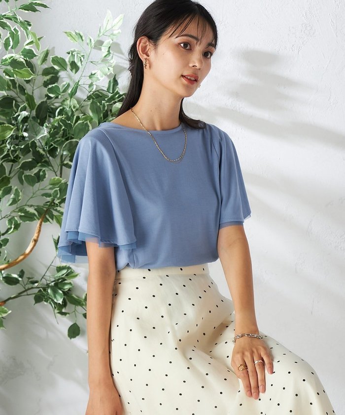 【アー ヴェー ヴェー/a.v.v】の【接触冷感/UVカット/吸水速乾】チュールラッフルスリーブカットソー インテリア・キッズ・メンズ・レディースファッション・服の通販 founy(ファニー) https://founy.com/ ファッション Fashion レディースファッション Fashion for Women トップス・カットソー Cut & Sew Tops カットソー・ベーシックTシャツ Cut-and-Sewn Tops / Stretch Tees & Basics カットソー Cut and Sewn Top 吸水 Absorbent, Quick-Dry チュール Tulip, Tulip Motif 人気 Popular, Best Seller フェミニン Feminine, Girly フレア Flare, Flared 再入荷 Restock / Back in Stock 夏 Summer ビジネス 仕事 通勤 Business / Work / Commuting |ID: prp329100004794093 ipo3291000000034784795