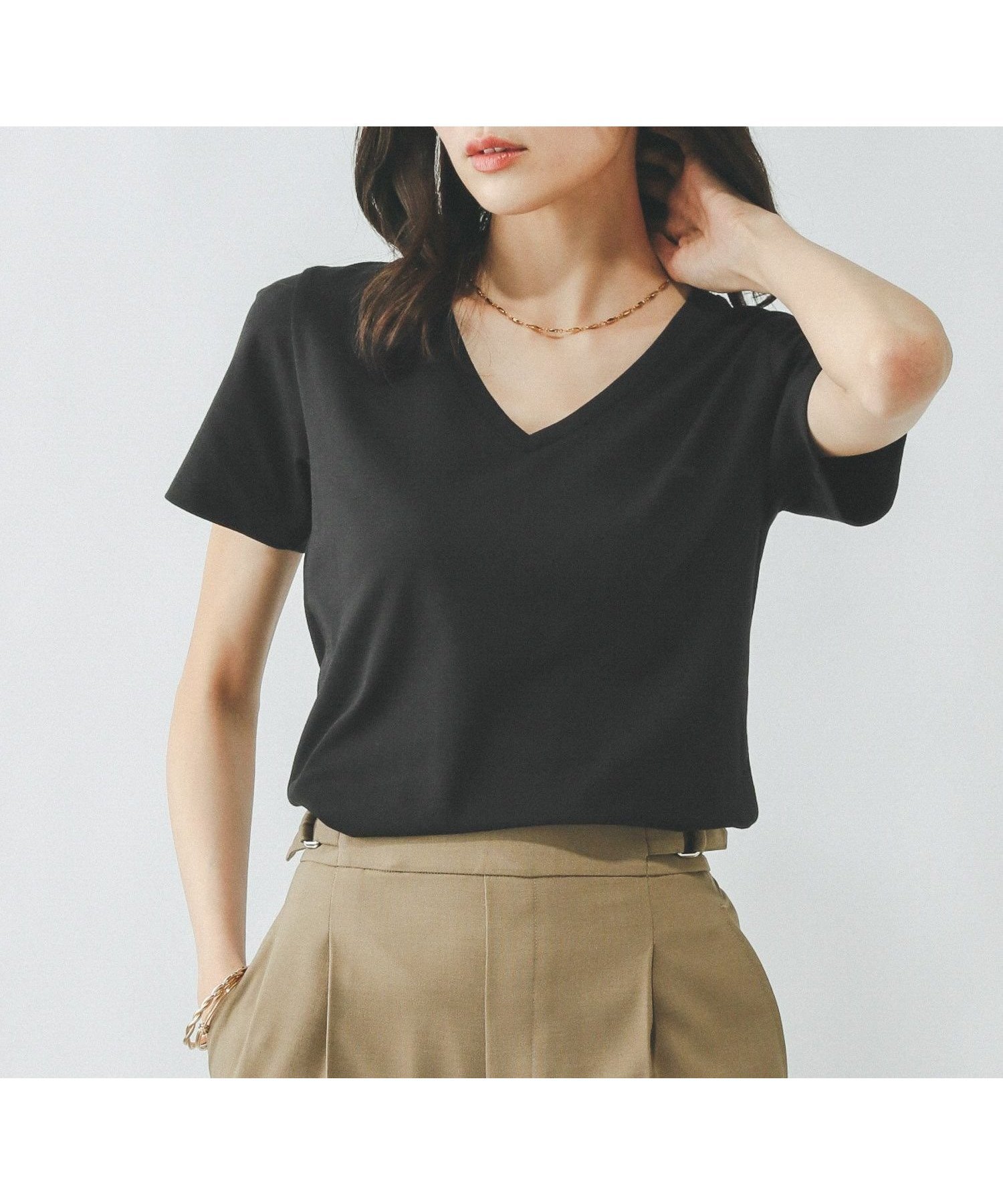 【グローバルワーク/GLOBAL WORK】のFffit エフィット/やみつきストレッチVネックT/291138 インテリア・キッズ・メンズ・レディースファッション・服の通販 founy(ファニー) ファッション Fashion レディースファッション Fashion for Women トップス・カットソー Cut & Sew Tops Vネックトップス V-Neck Tops / V-Cut Neckline Shirts インナー Innerwear サロペット Overalls, Salopette ジャケット Jacket, Outerwear ストレッチ Stretch, Stretchy Fabric デコルテ Décolleté, Neckline フィット Fit, Slim Fit 吸水 Absorbent, Quick-Dry ブラック09|ID: prp329100004794096 ipo3291000000034784822