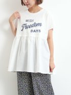 【サマンサモスモス/Samansa Mos2】の接触冷感 切替ギャザーロゴプリントフレンチ袖Tシャツ オフホワイト|ID: prp329100004794108 ipo3291000000034784881