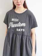 【サマンサモスモス/Samansa Mos2】の接触冷感 切替ギャザーロゴプリントフレンチ袖Tシャツ チャコールグレー|ID: prp329100004794108 ipo3291000000034784885